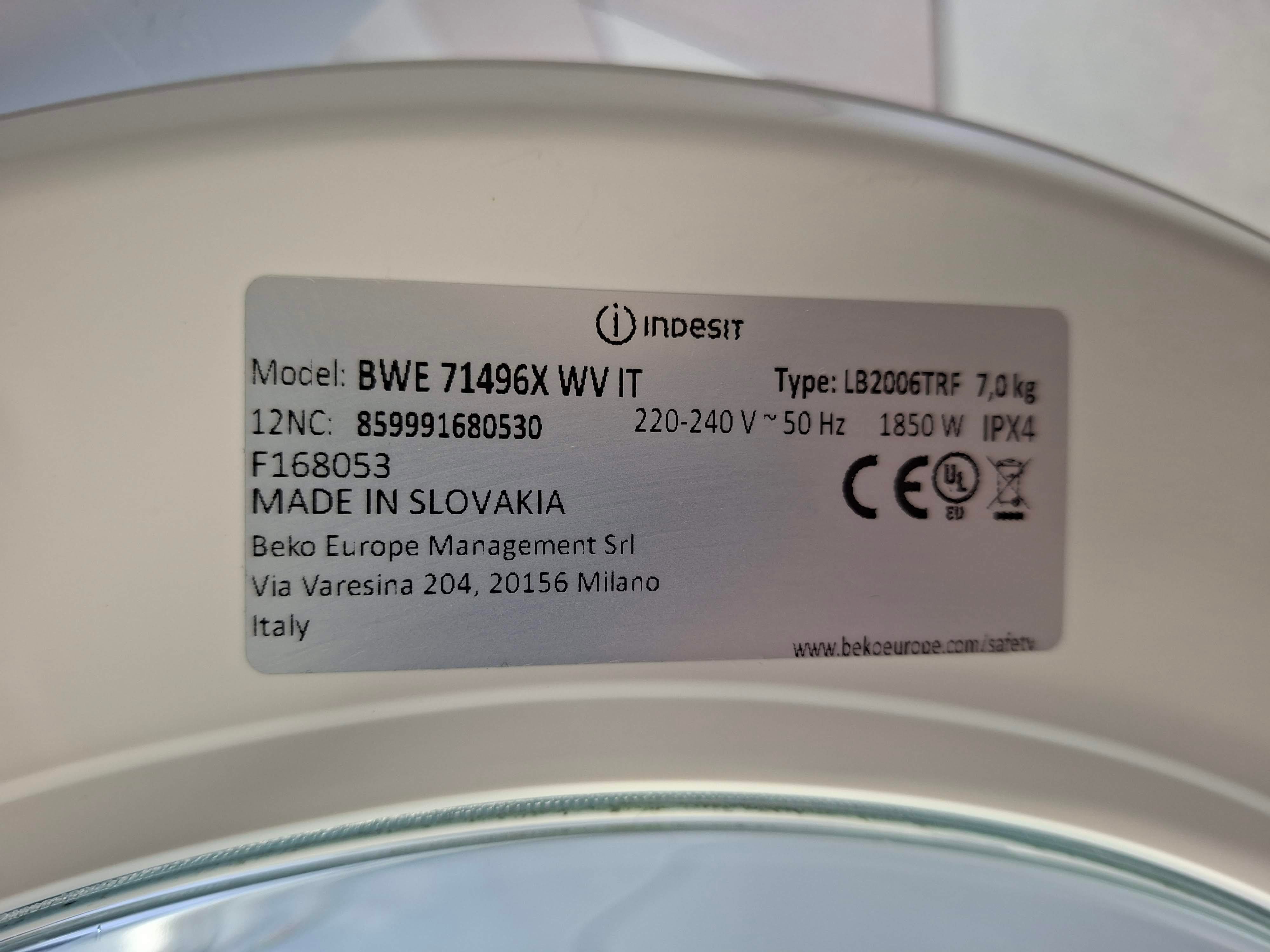 Veš mašina Indesit BWE 71496X WV IT , 7 kg