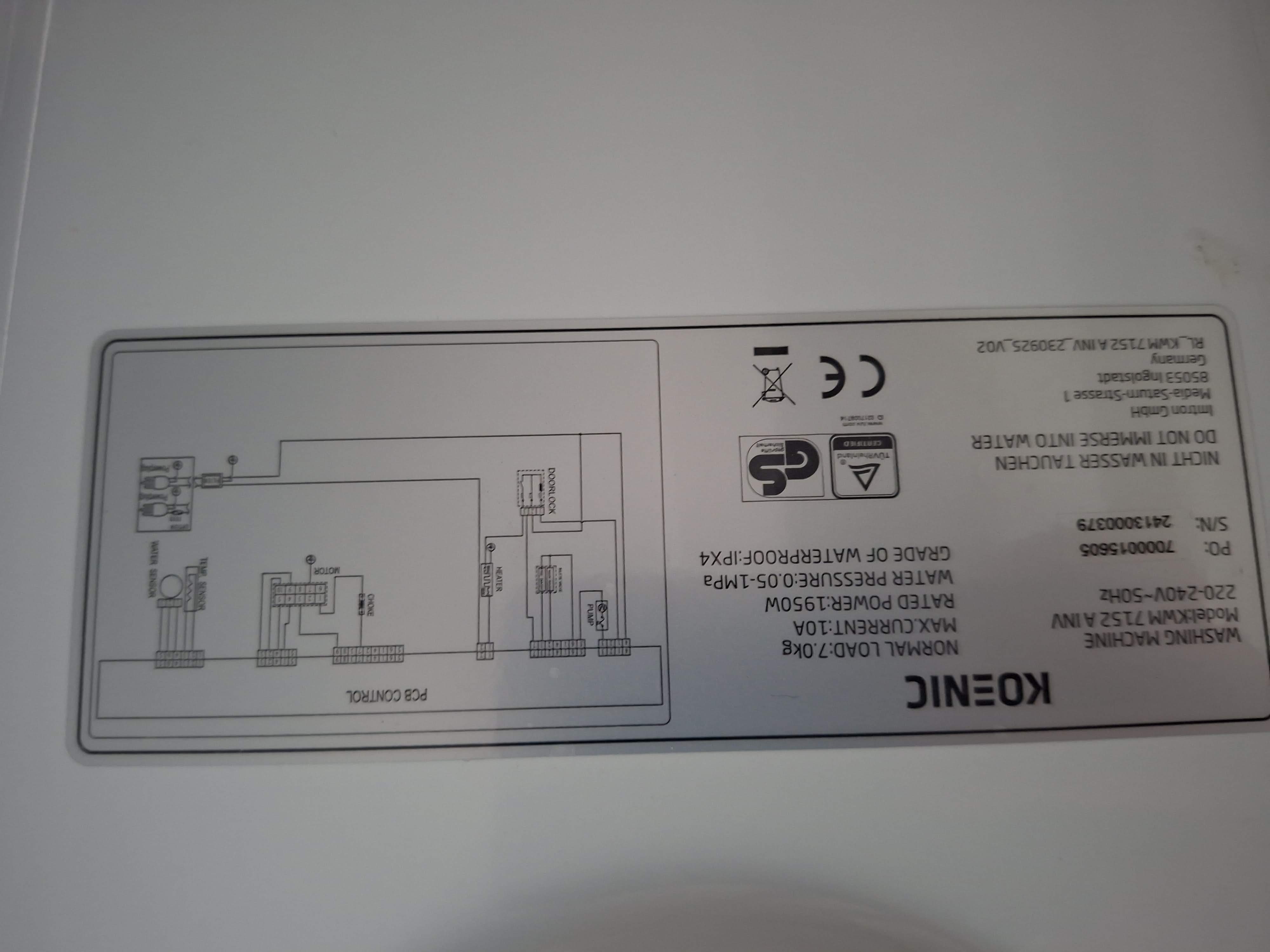 Veš mašina Koenic KWM 7152 A INV (2), 7 kg.