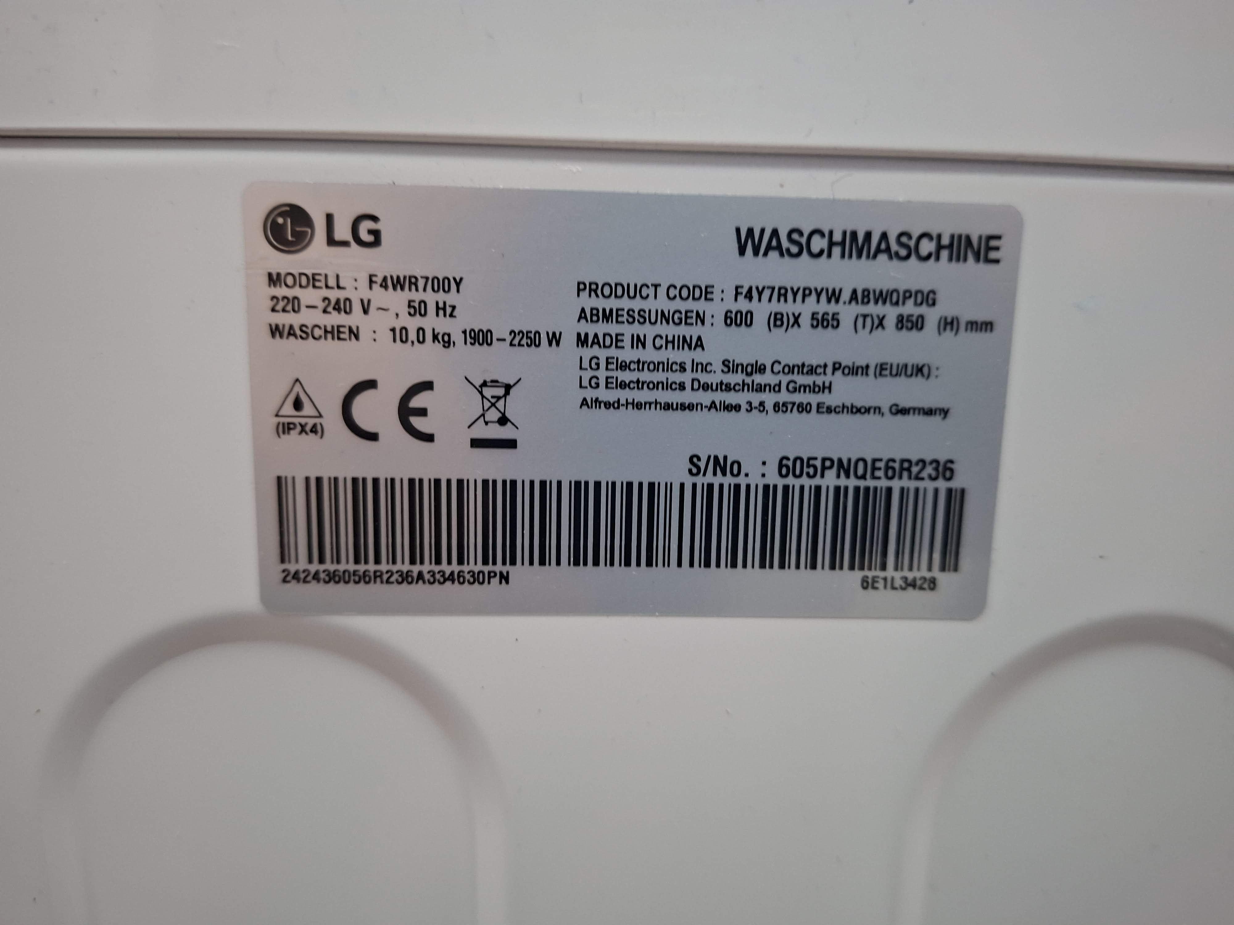 Veš mašina LG F4WR700Y , 10 kg