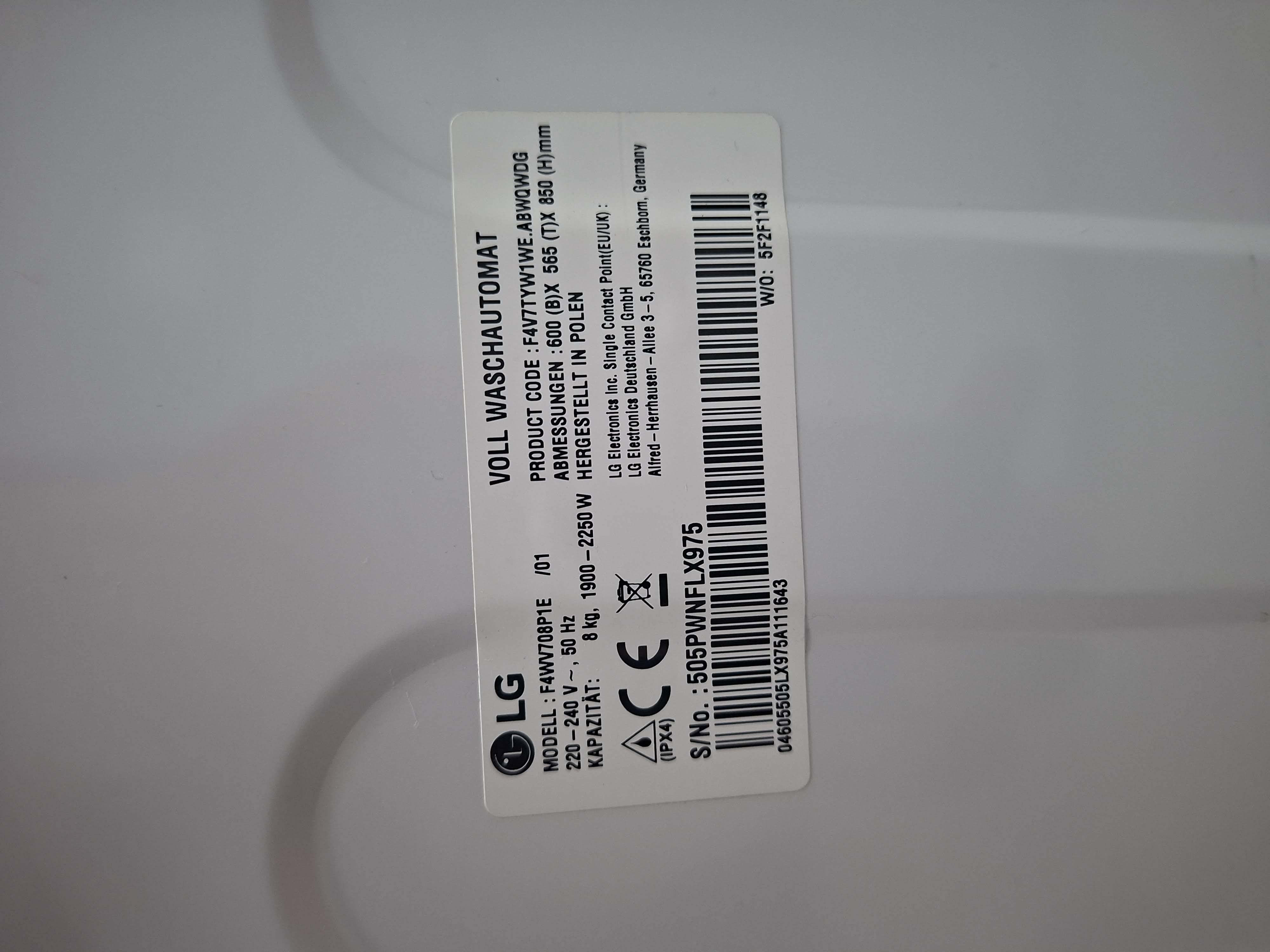 Veš mašina LG F4WV708P1E , 8 kg