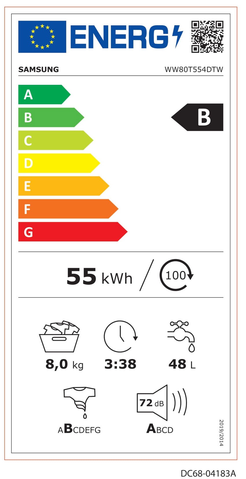 Veš mašina Samsung WW80T554DTW , 8 kg