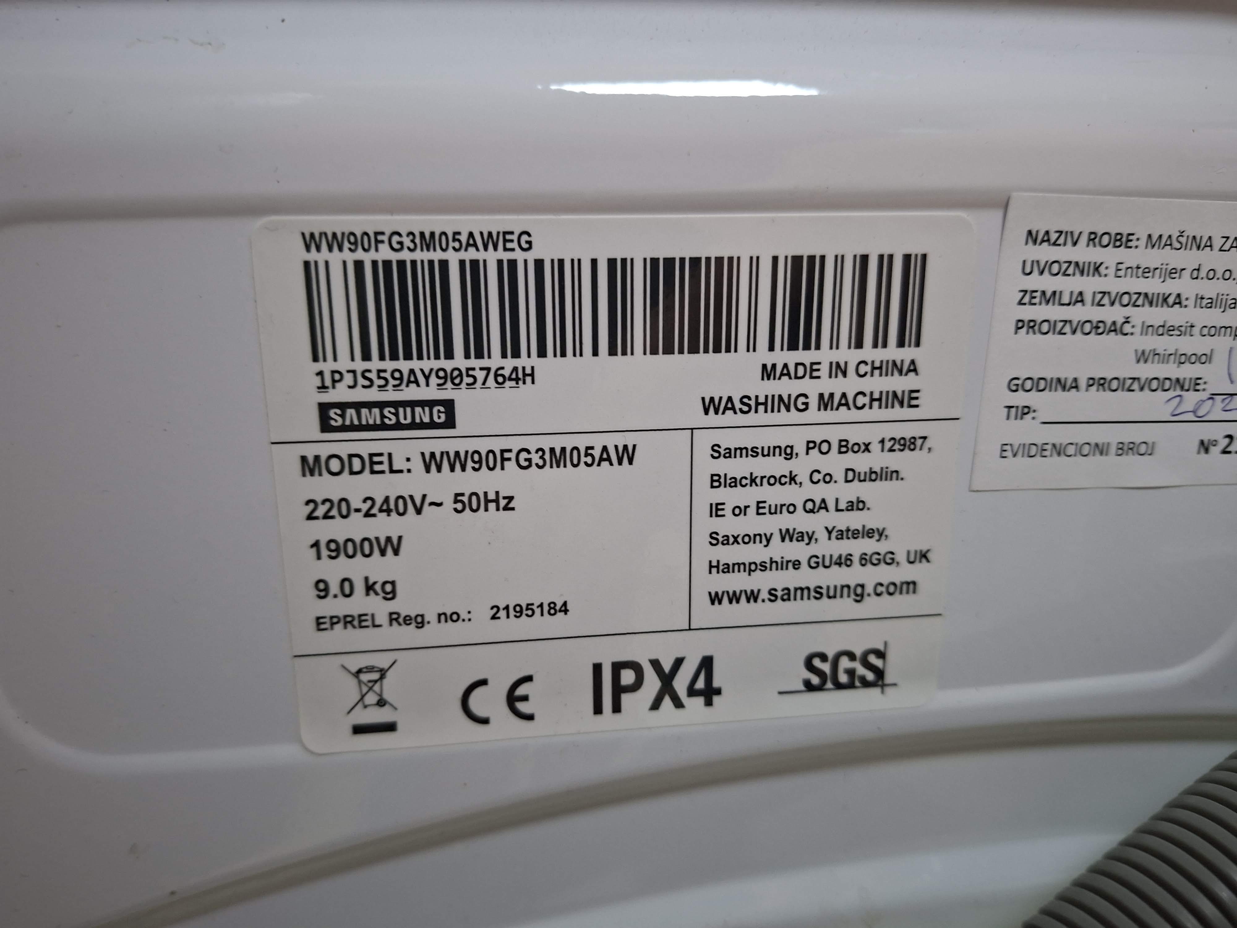 Veš mašina Samsung WW90FG3M05AW9 , 9 kg