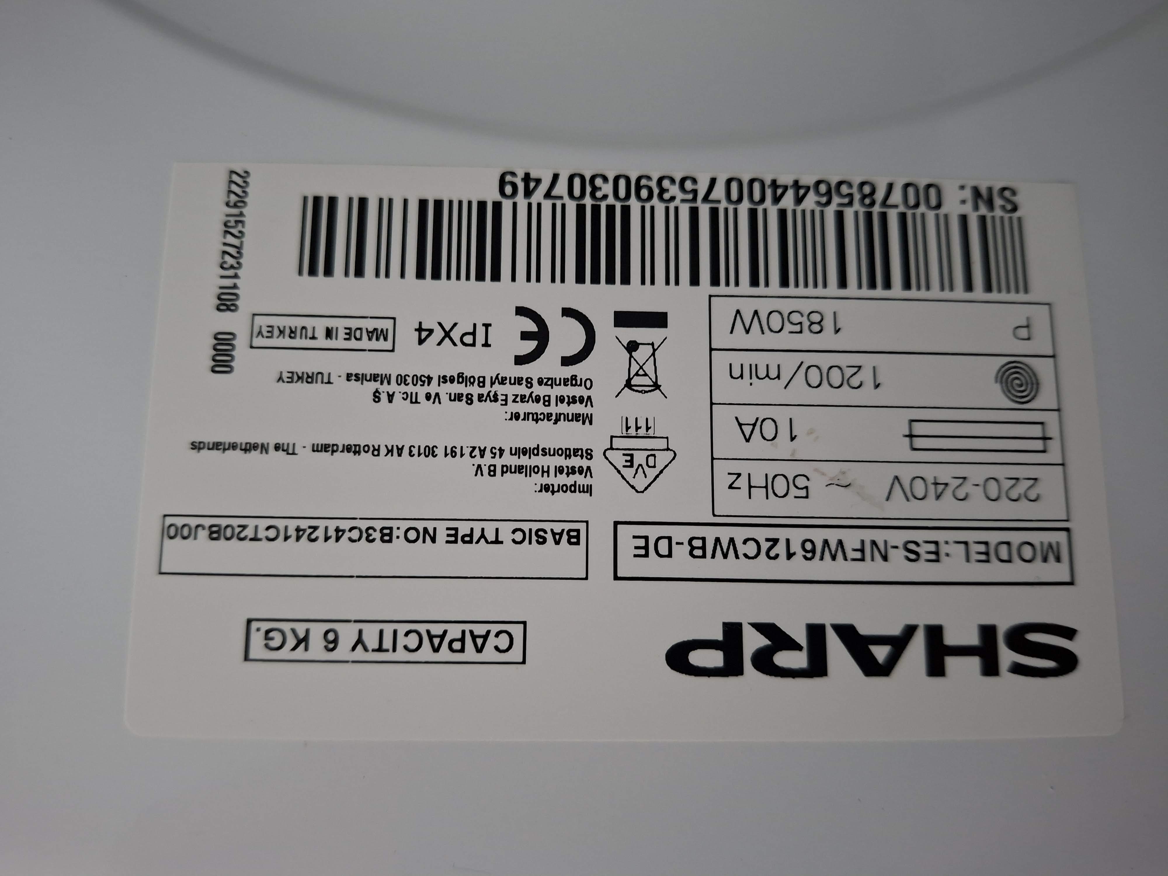 Veš mašina Sharp ES-NFW612CWB-DE (2), 6 kg, slim