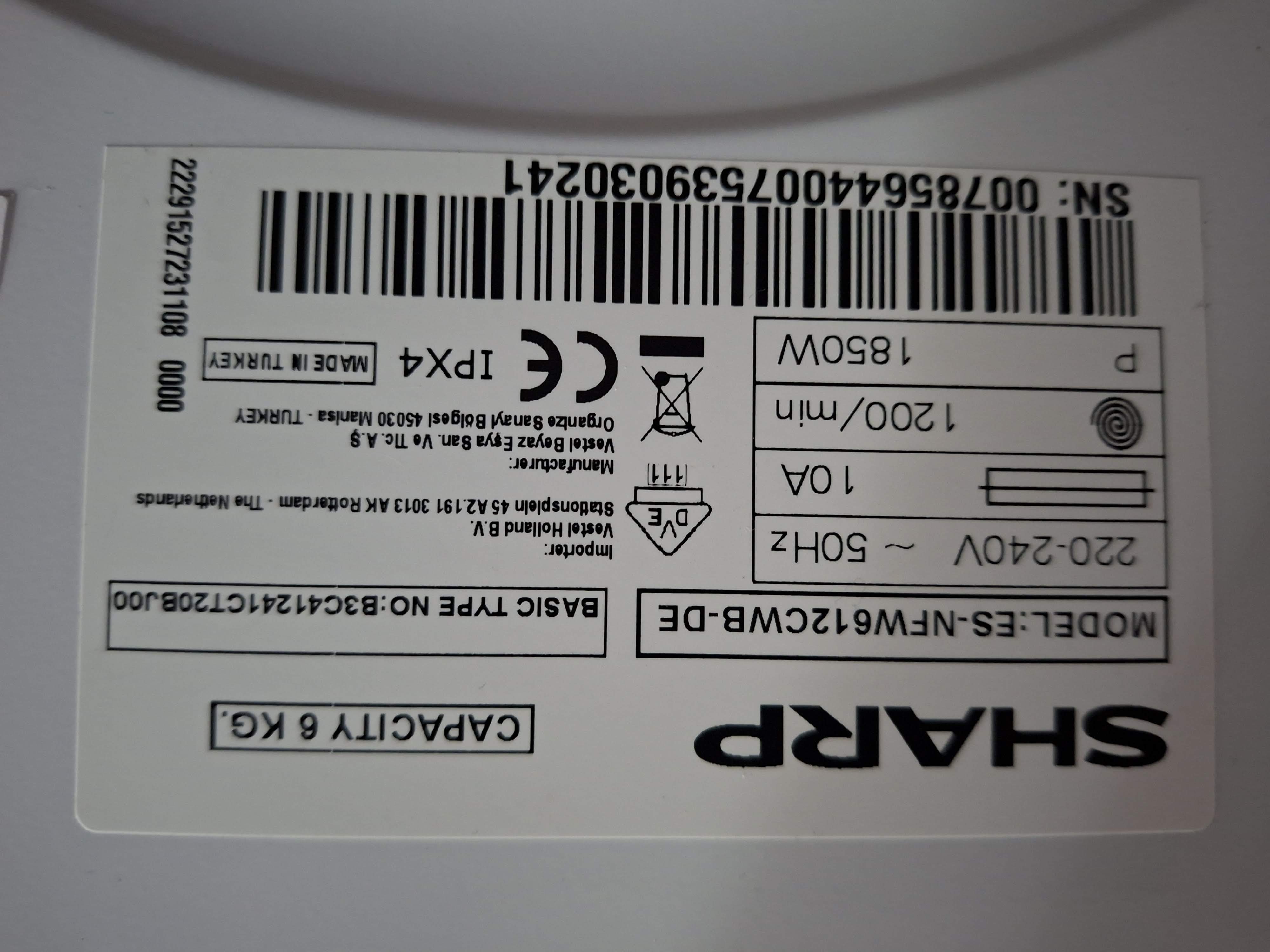 Veš mašina Sharp ES-NFW612CWB-DE, 6 kg, slim