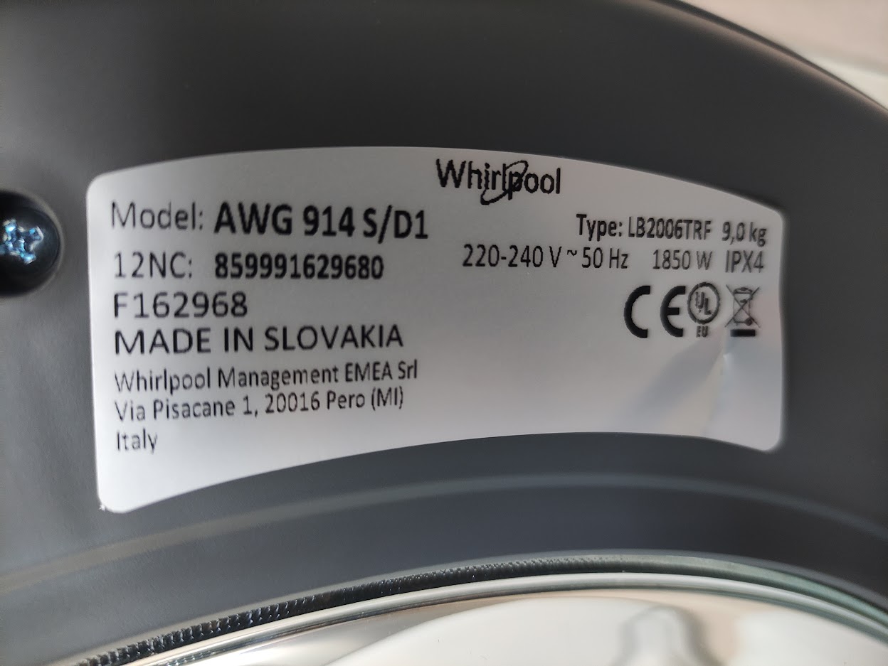 Veš mašina Whirlpool AWG 914 S/D1, 9 kg