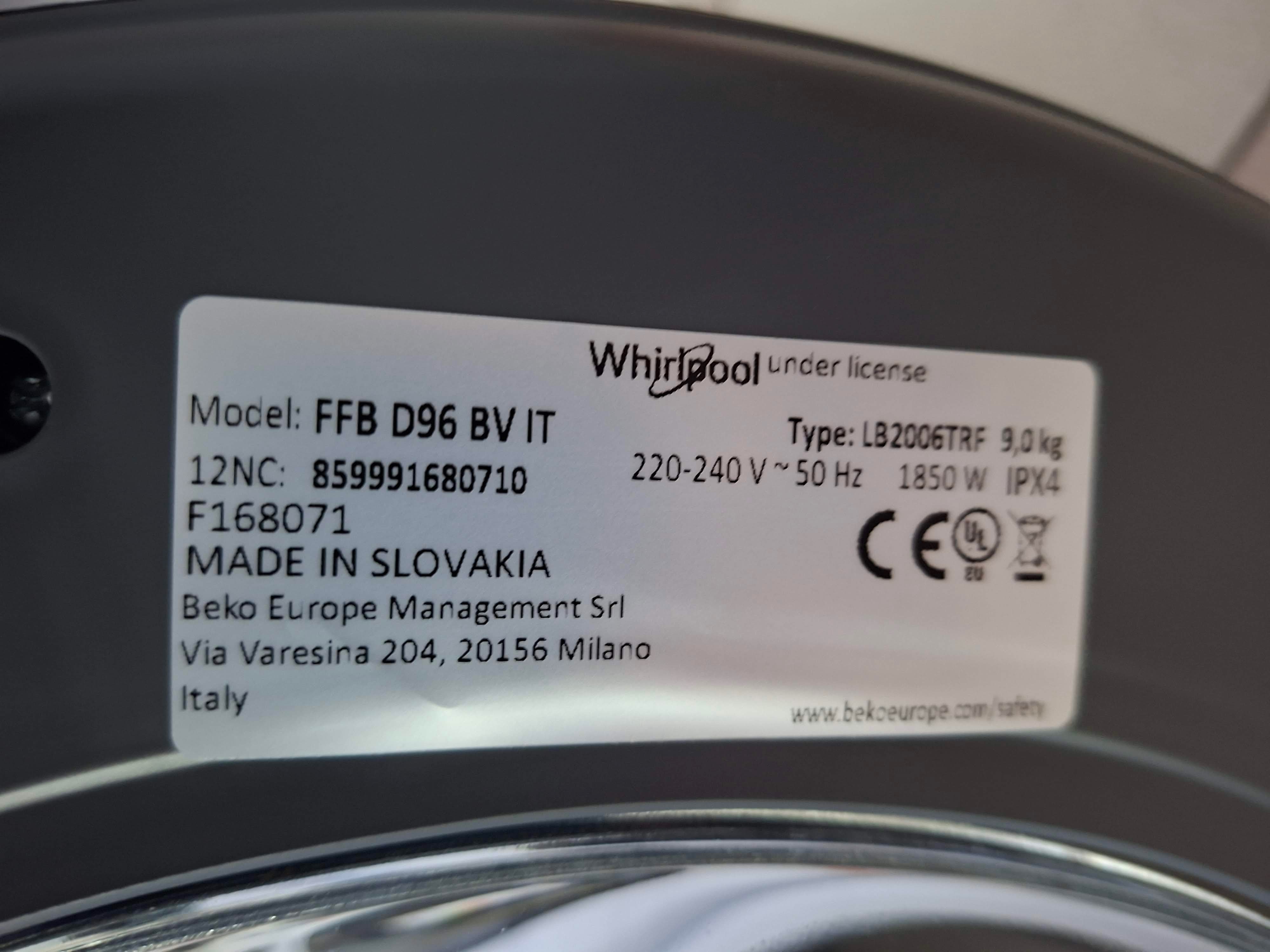 Veš mašina Whirlpool FFB D96 BV IT, 9kg
