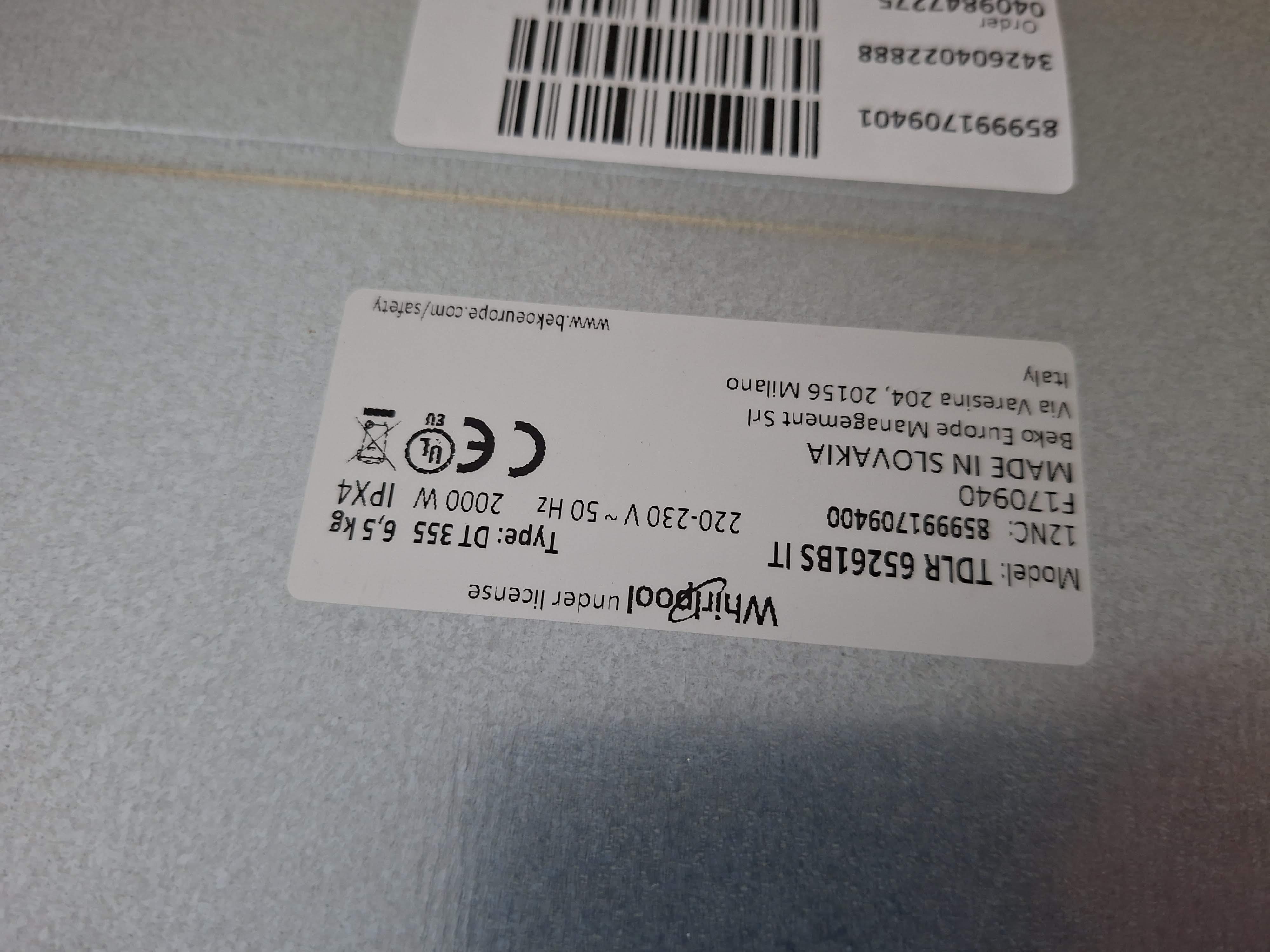 Veš mašina Whirlpool TDLR 65261BS IT , 6,5 kg.