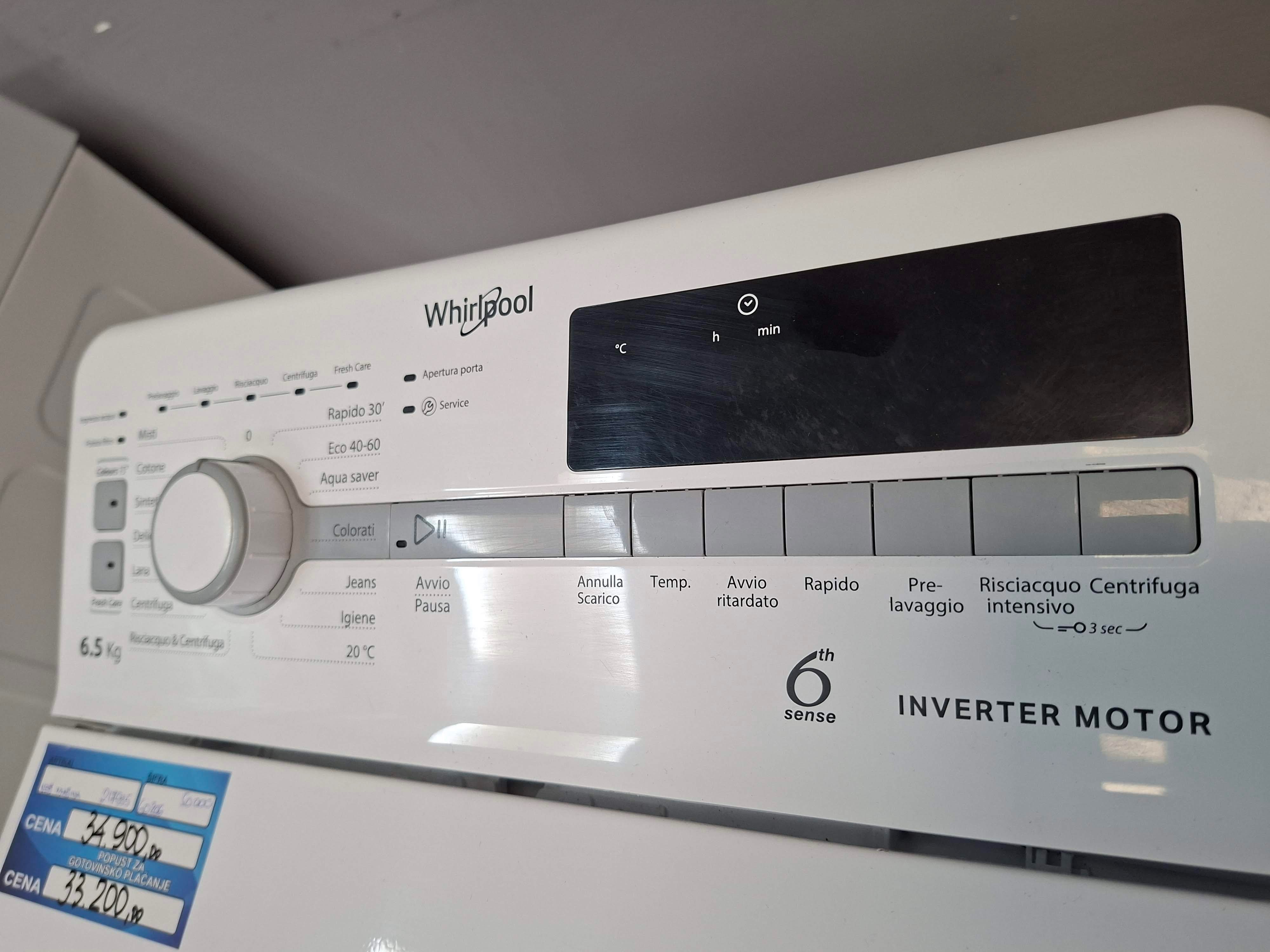 Veš mašina Whirlpool TDLR 65261BS IT , 6,5 kg.