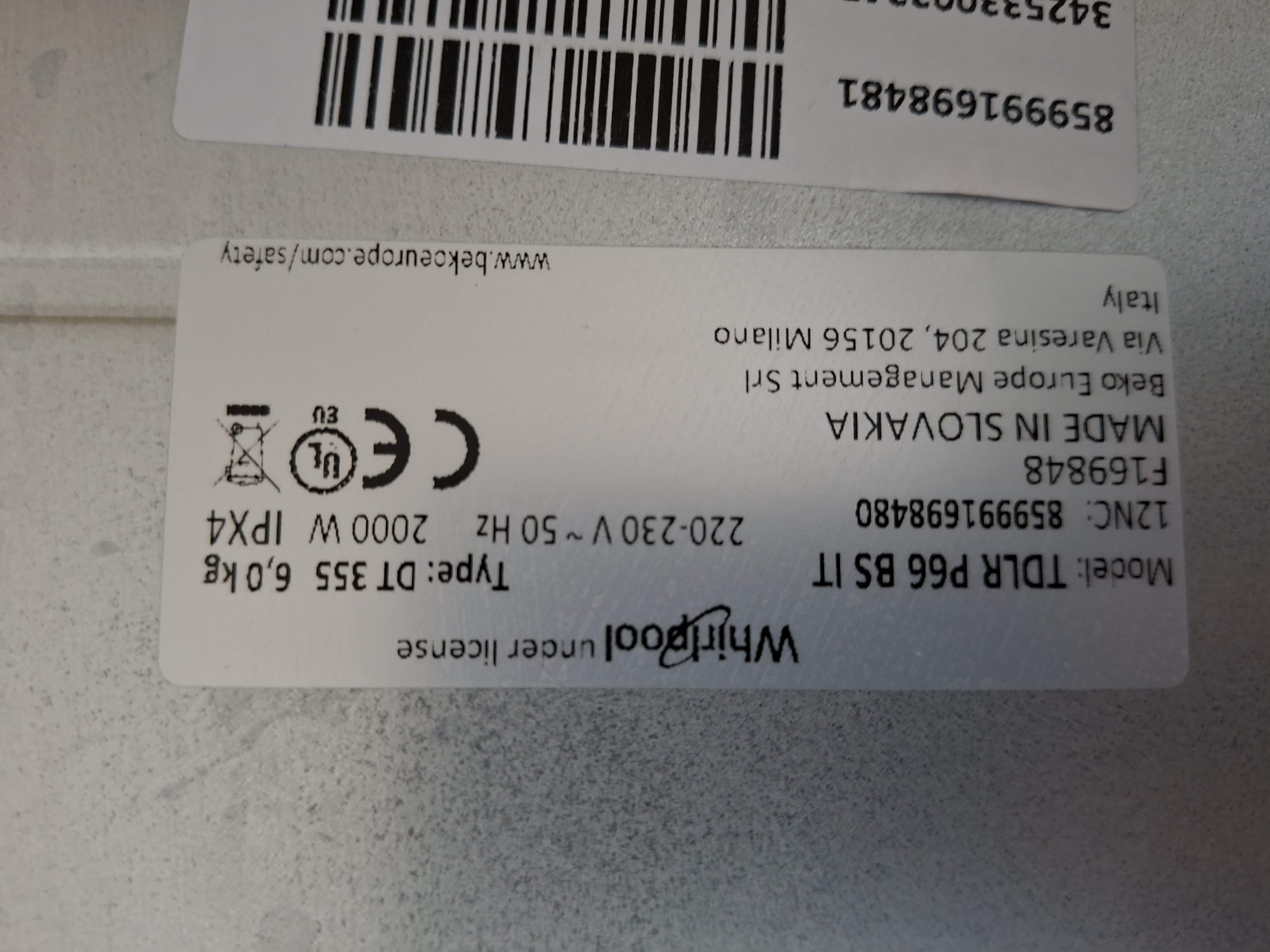 Veš mašina Whirlpool TDLR P66 BS IT, 6 kg