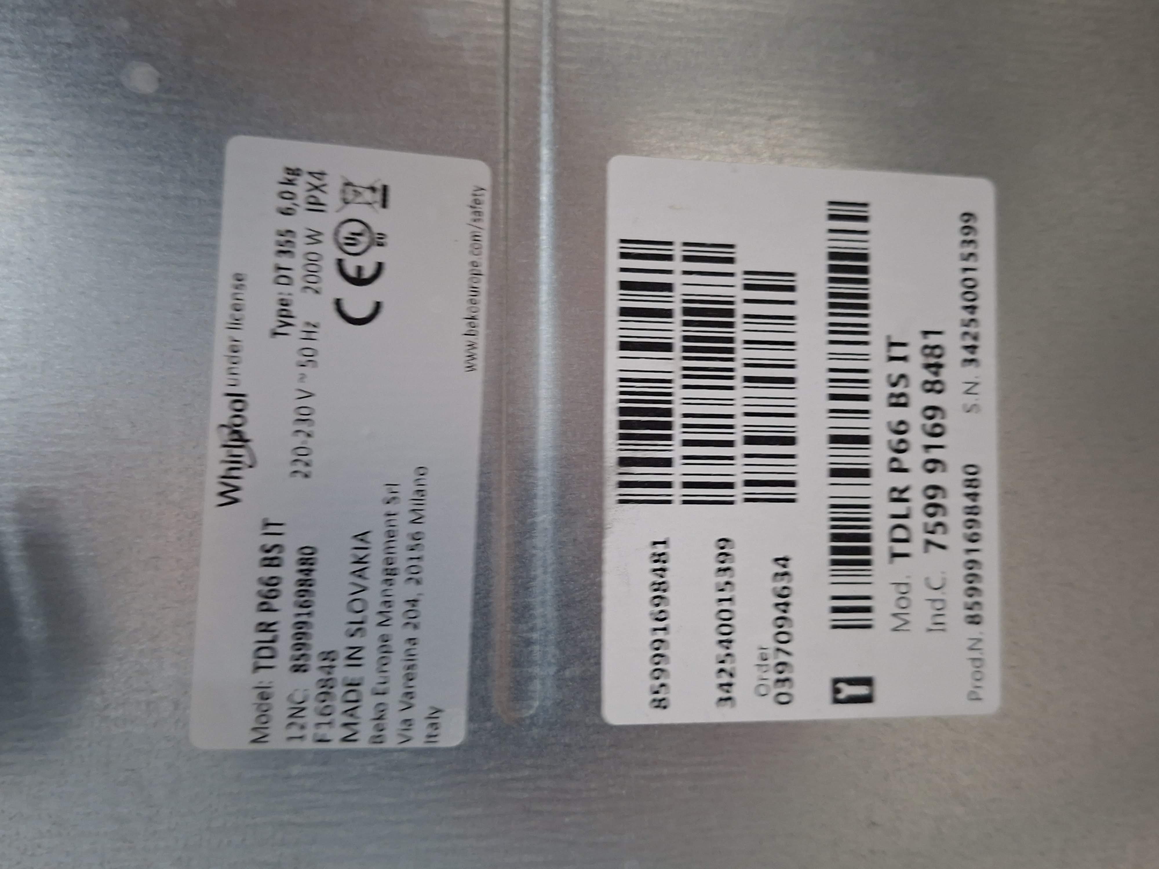Veš mašina Whirlpool TDLR P66 BS IT, 6 kg