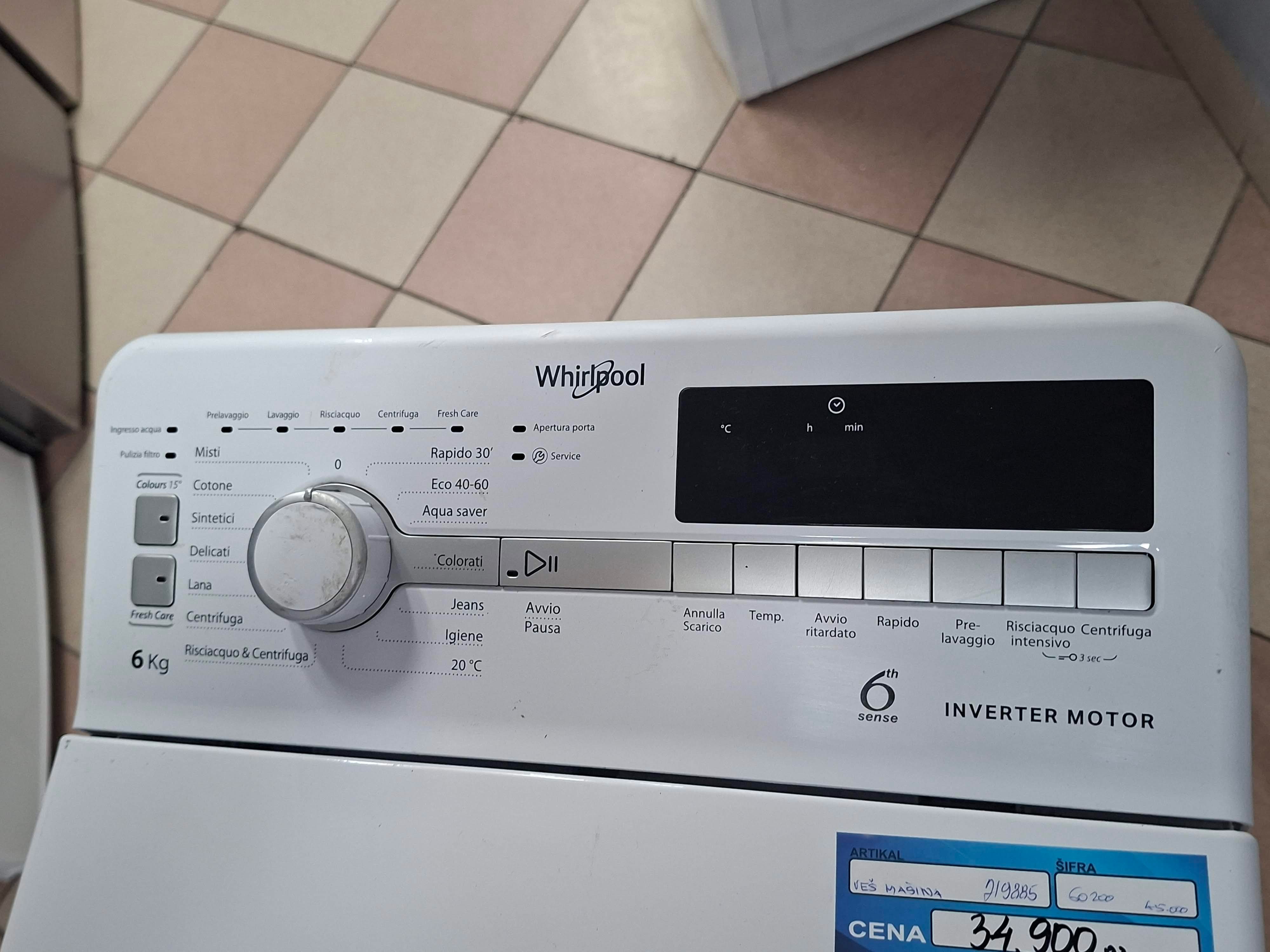 Veš mašina Whirlpool TDLR P66 BS IT, 6 kg