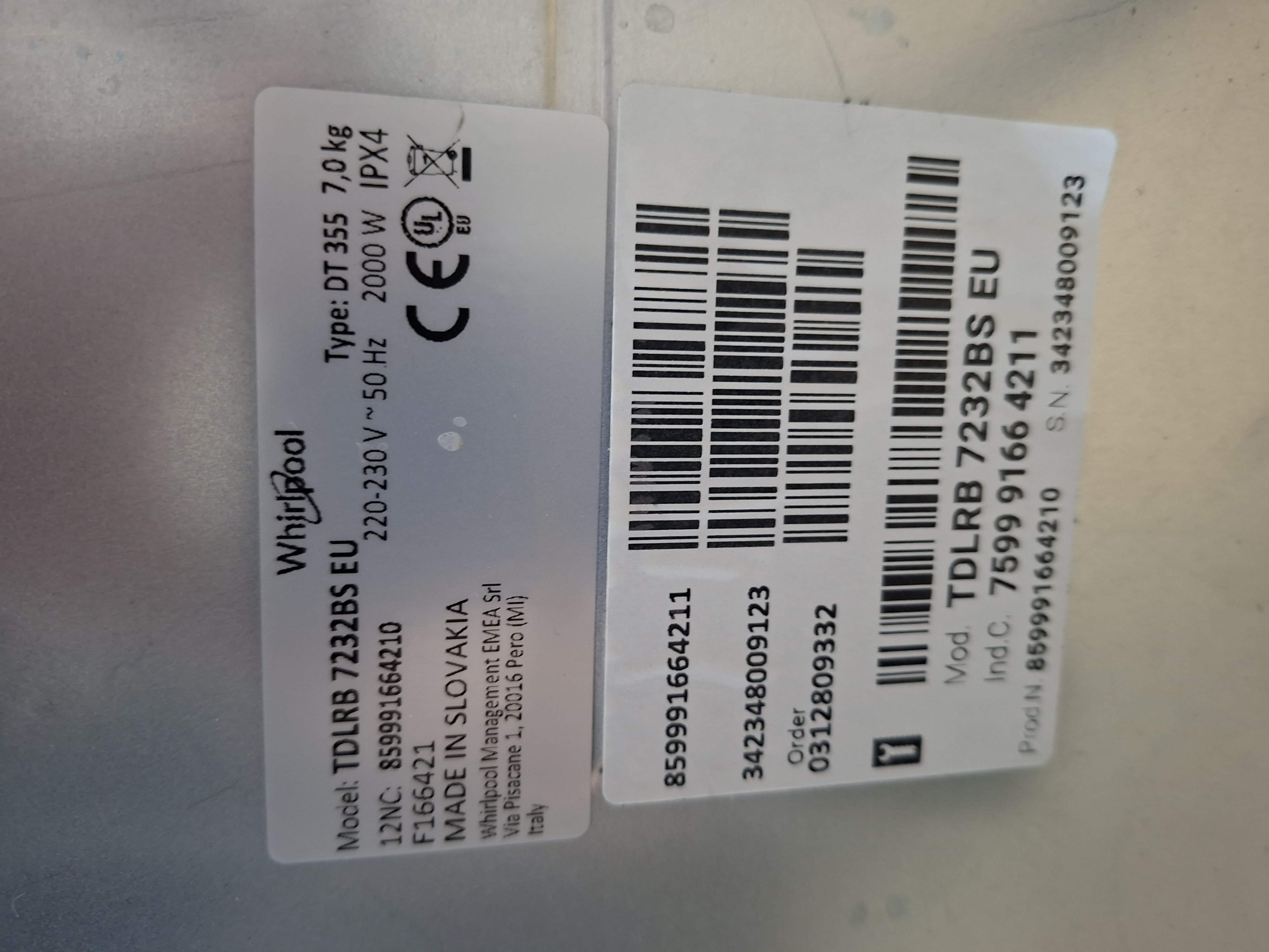 Veš mašina Whirlpool TDLRB 7232BS EU , 7 kg.