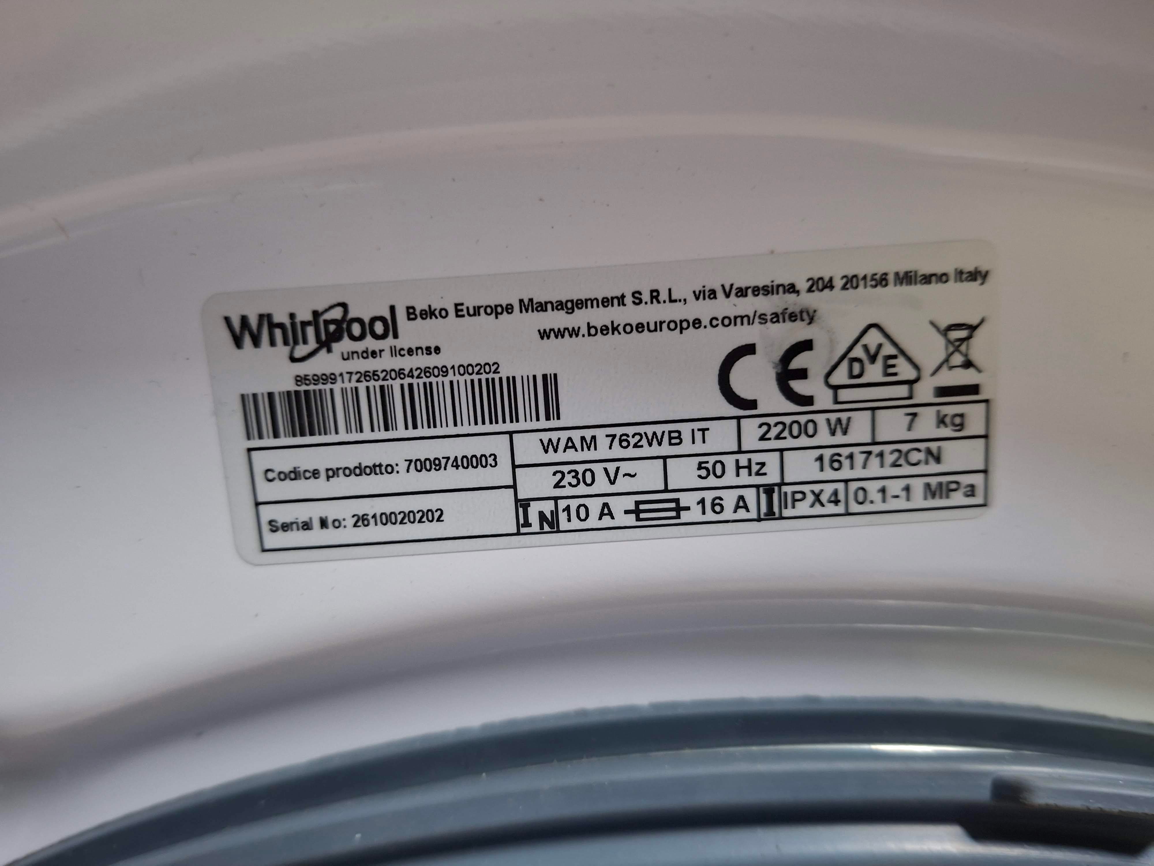 Veš mašina Whirlpool  WAM 762WB IT  , 7 kg.