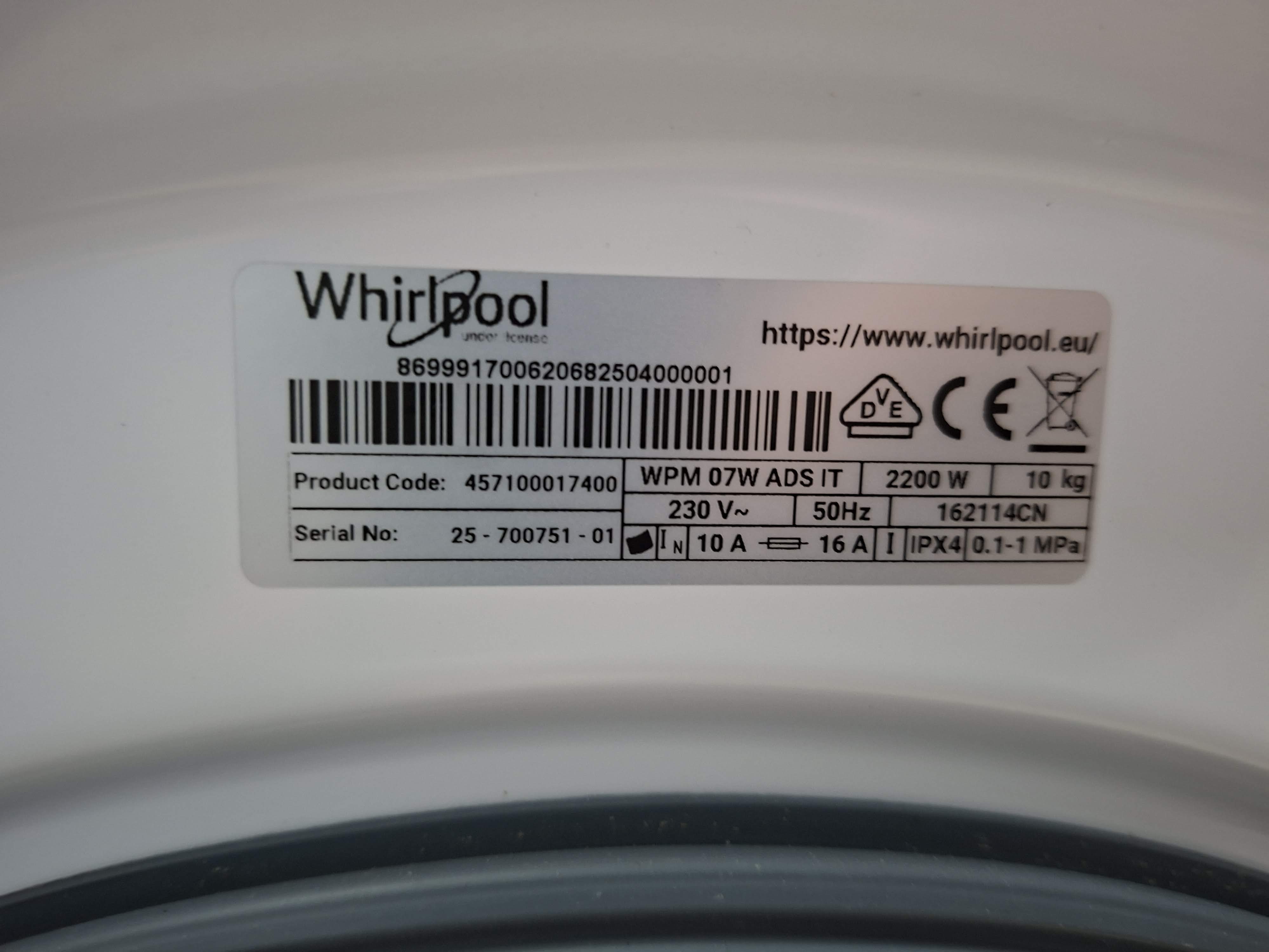 Veš mašina Whirlpool WPM 07W ADS IT, 10kg