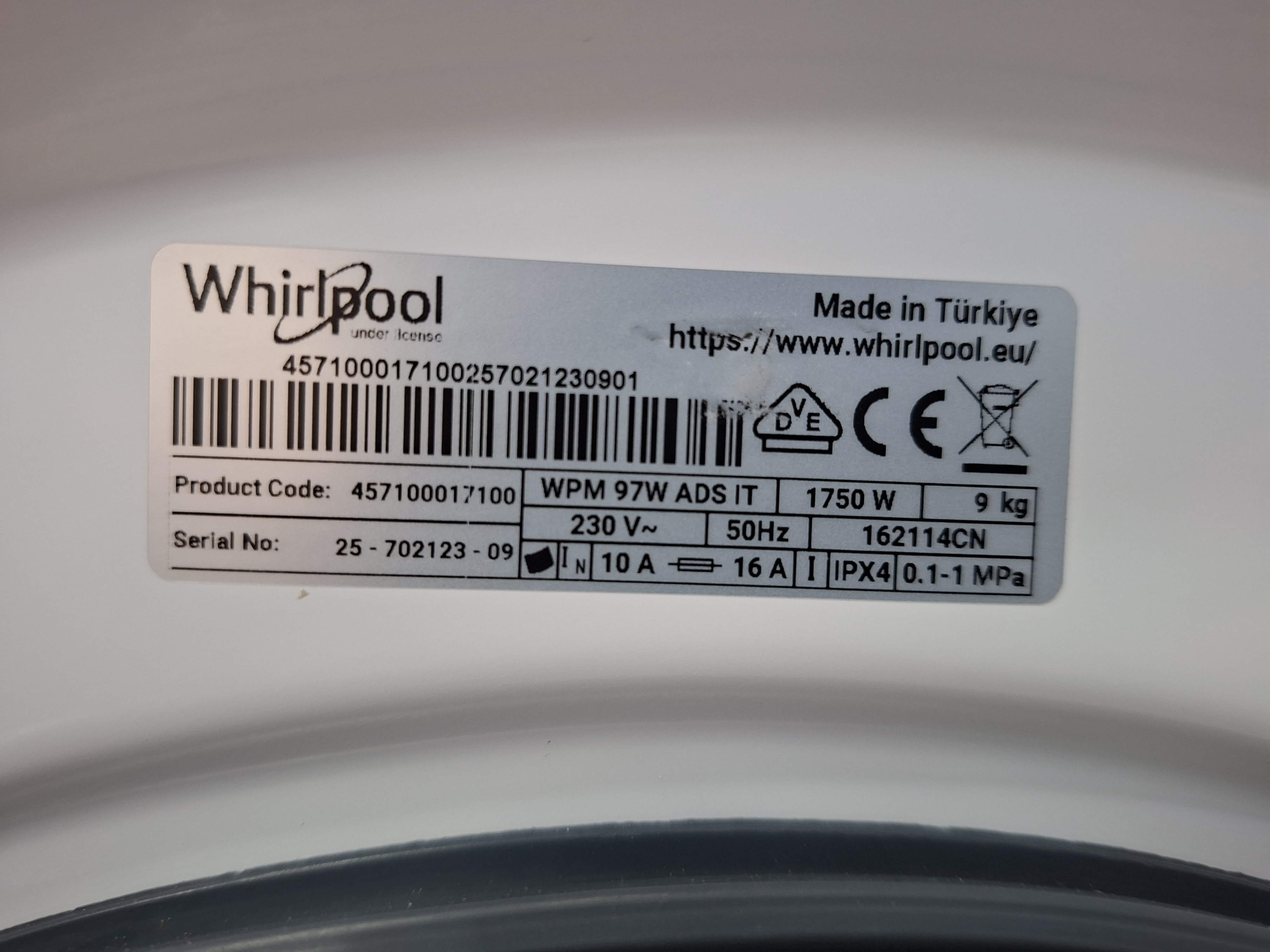 Veš mašina Whirlpool WPM 97W ADS IT , 9 kg