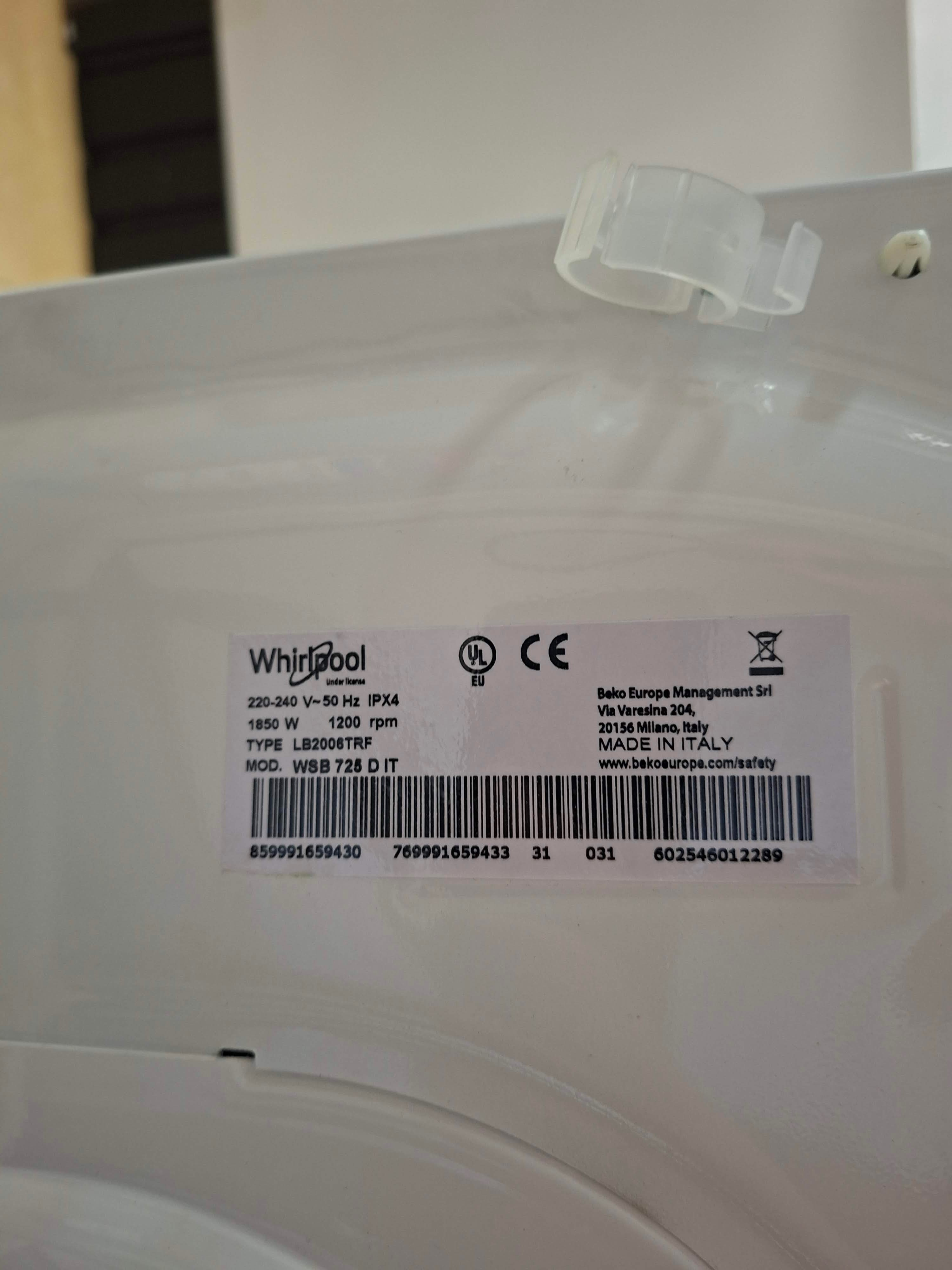 Veš mašina Whirlpool WSB 725 D IT, 7kg, slim
