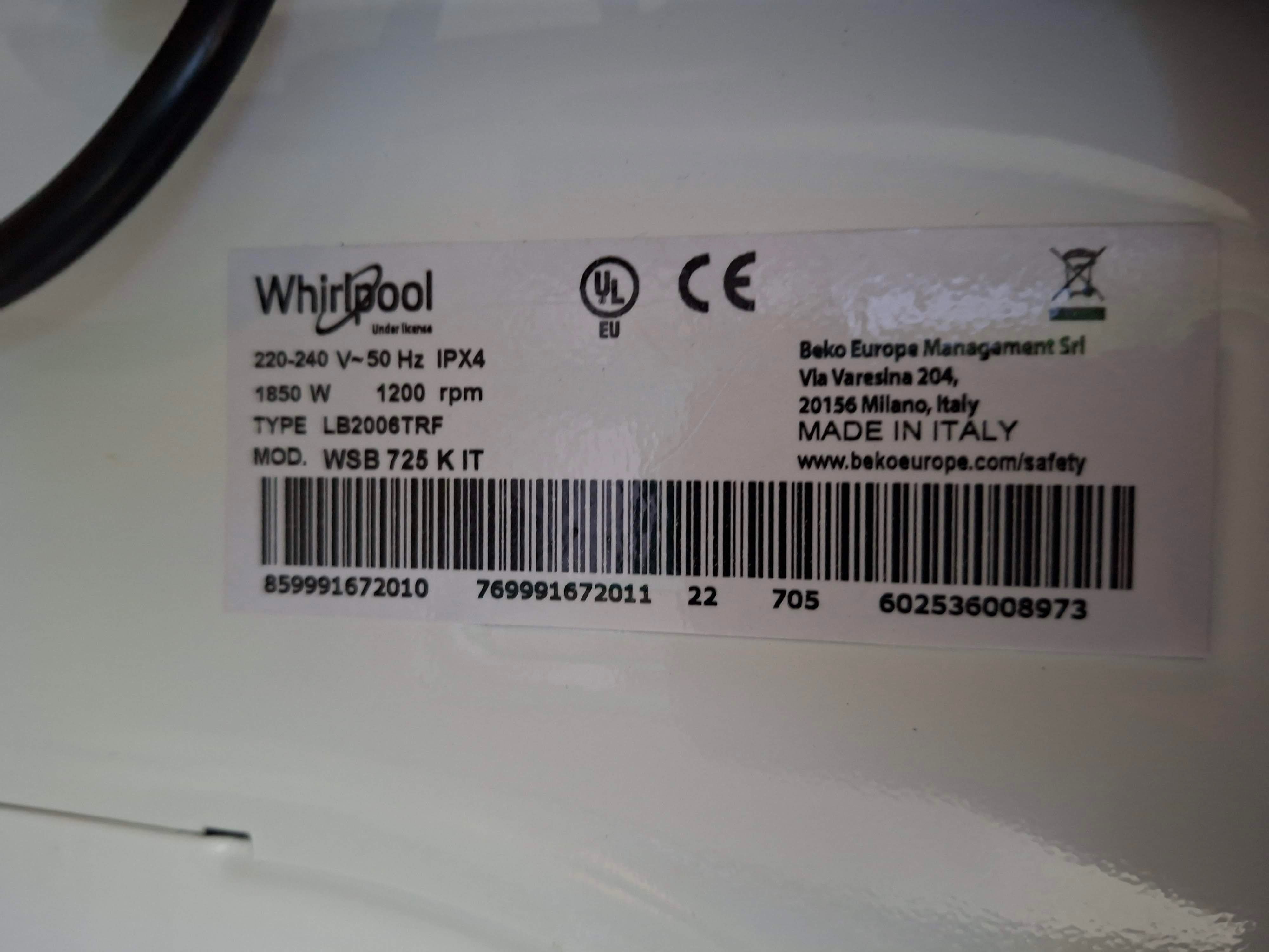 Veš mašina Whirlpool WSB 725 K IT, 7kg, slim