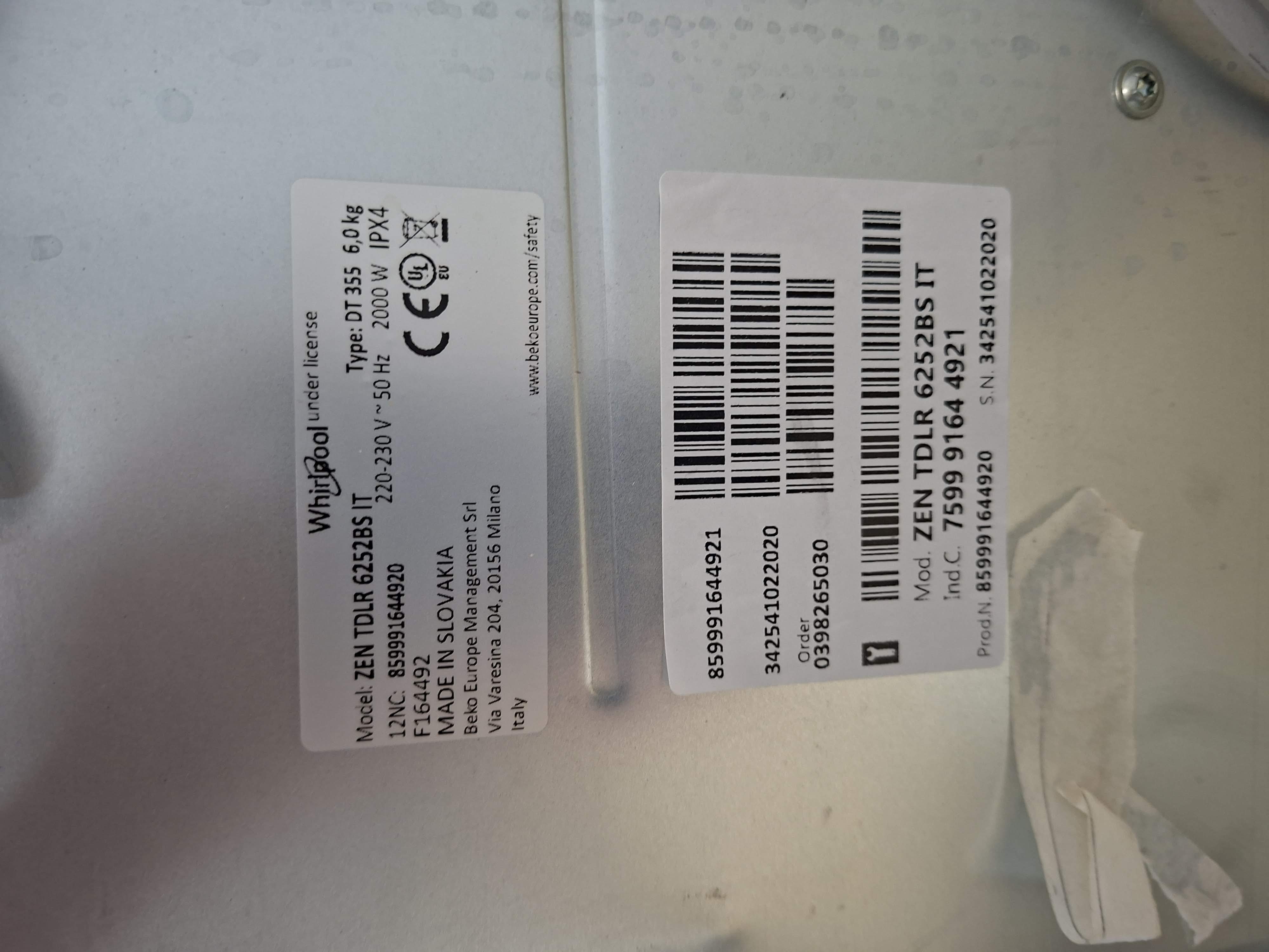 Veš mašina Whirlpool ZEN TDLR 6252BS IT, 6 kg