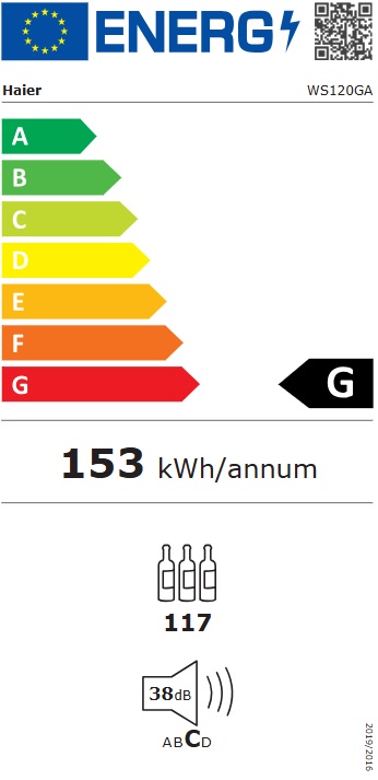 Vinska Vitrina Haier WS120GA , 117 Boca