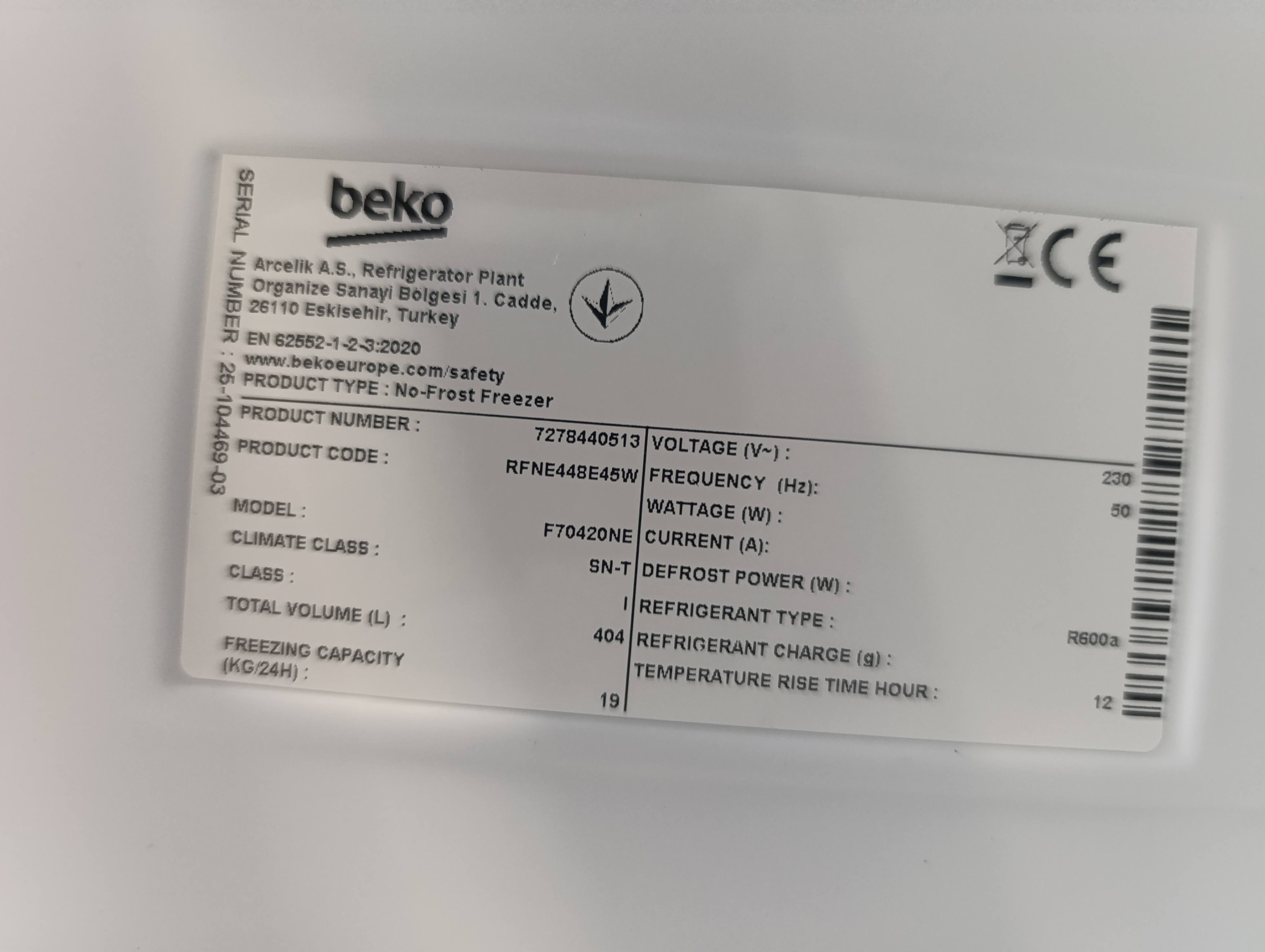 Zamrzivač Beko BEKO RFNE448E45W , Neo Frost , 192 cm.