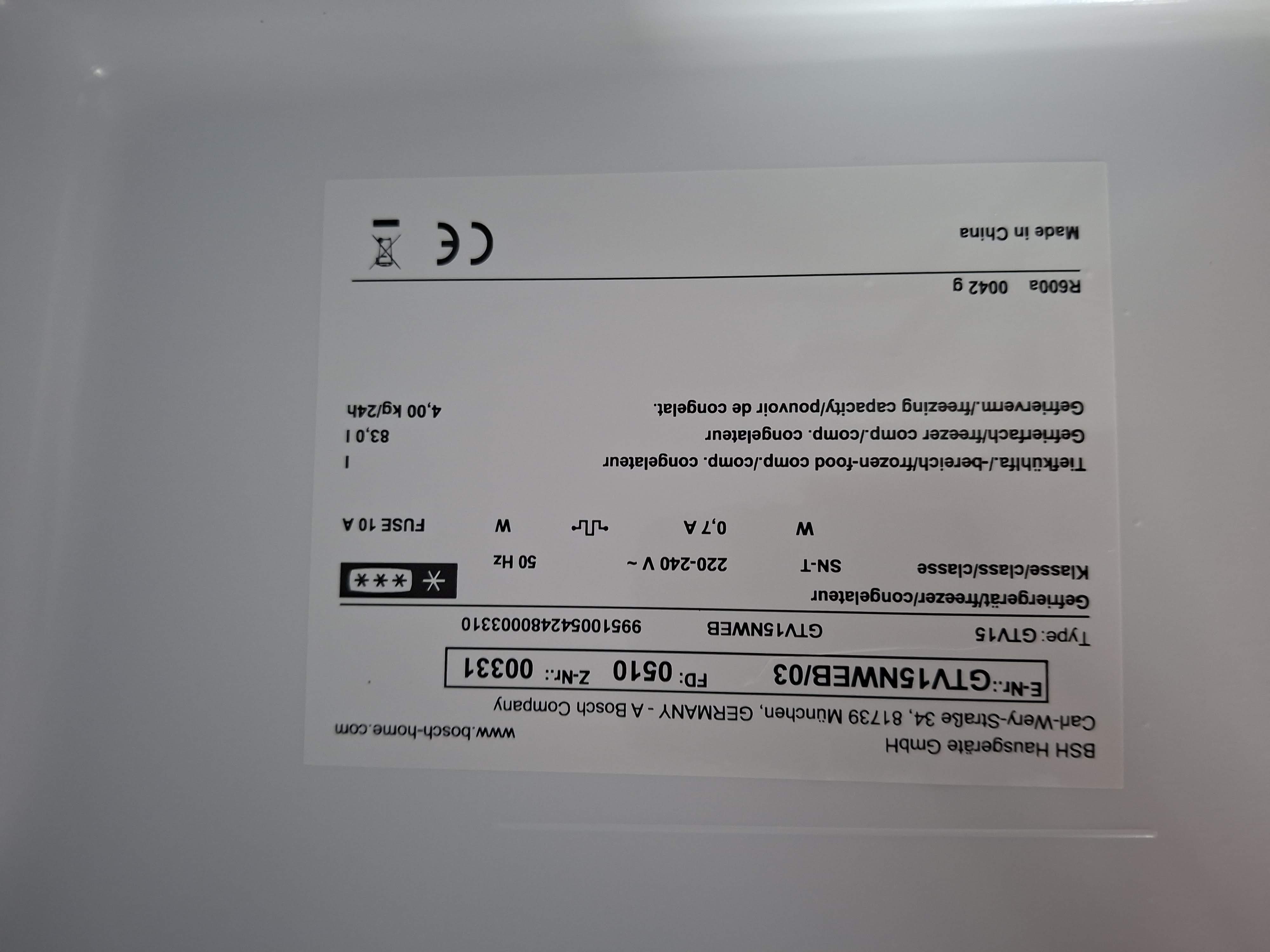 Zamrzivač Bosch GTV15NWEB , 83 L