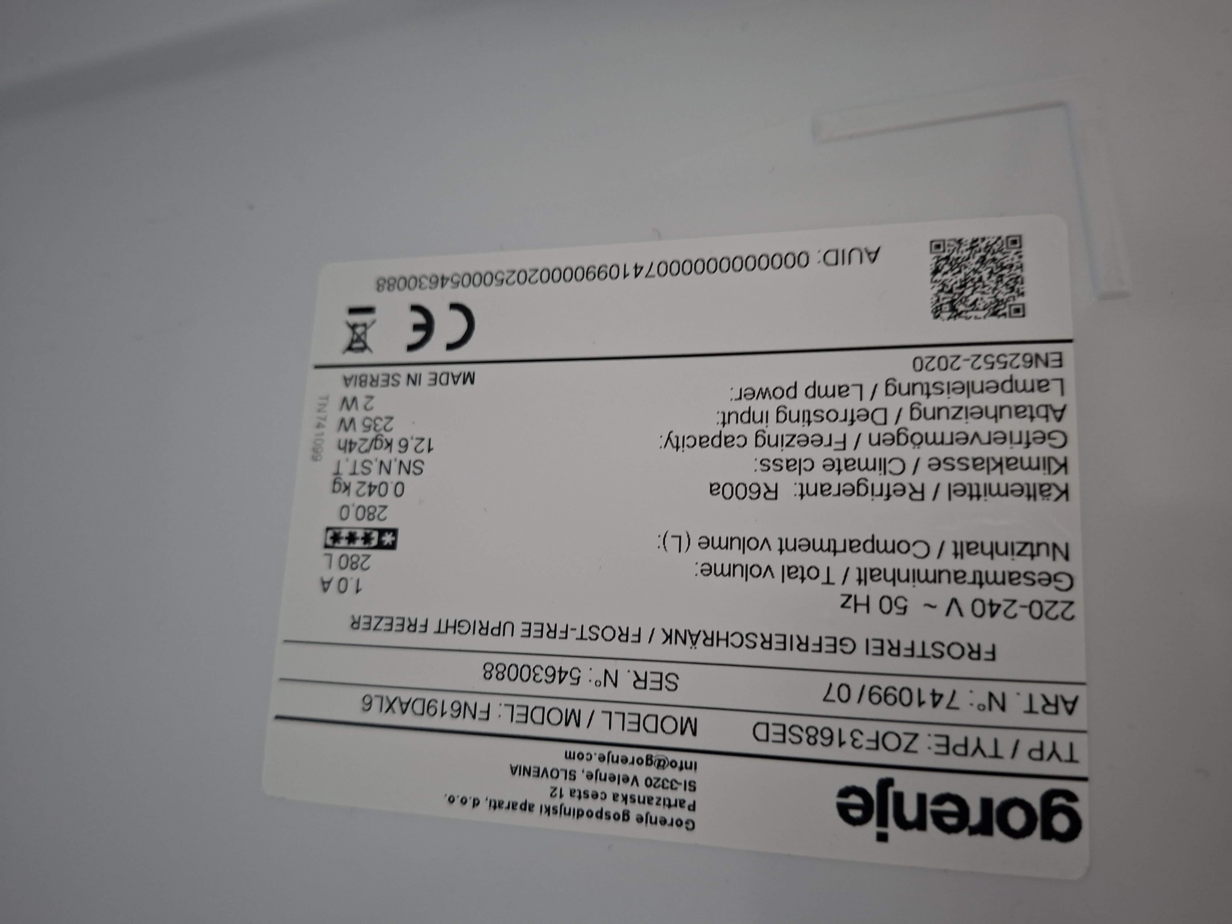 Zamrzivač Gorenje FN619DAXL6  , 280l