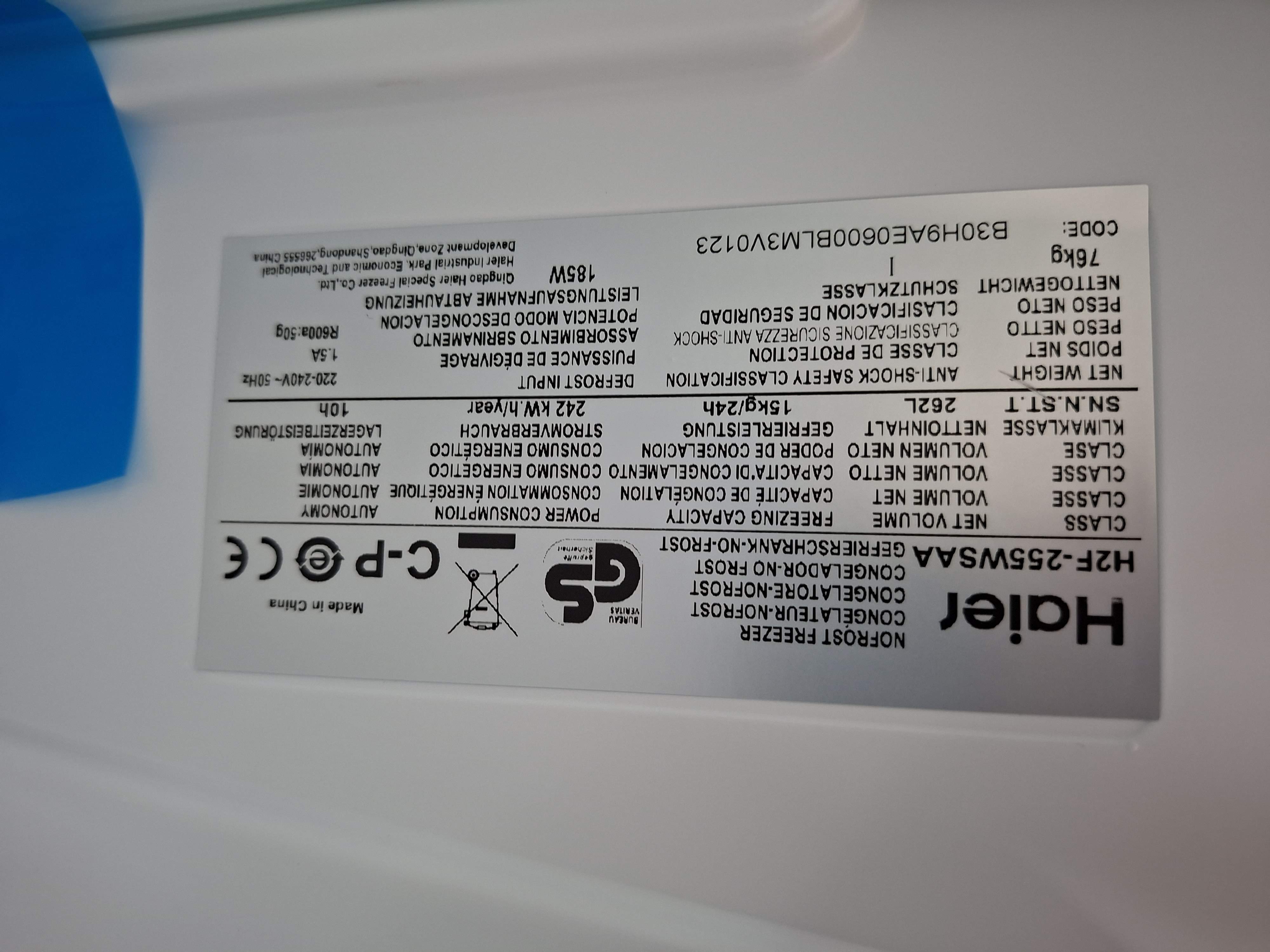 Zamrzivač Haier H2F-255WSAA , 187cm