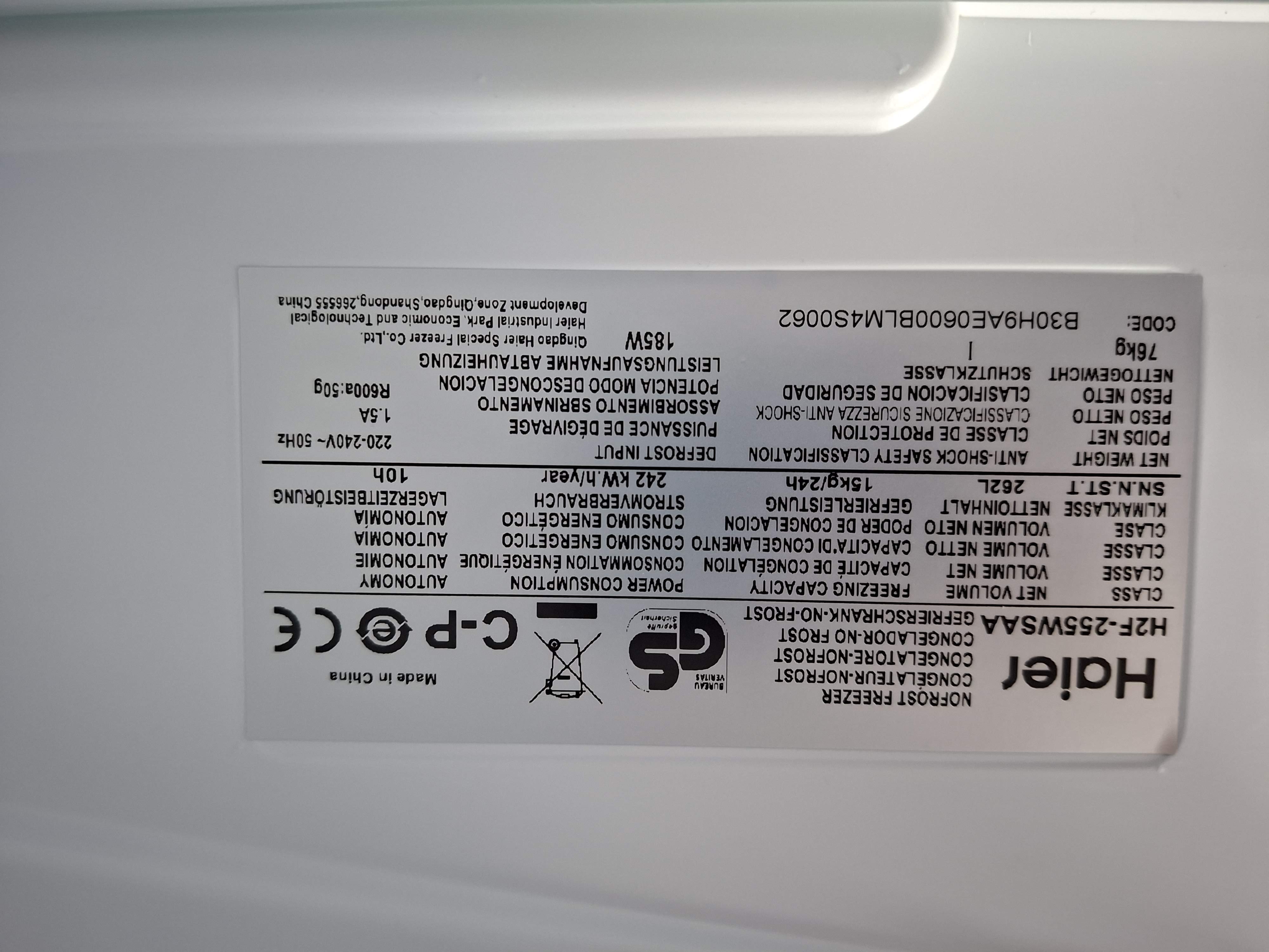 Zamrzivač Haier H2F-255WSAA , 187cm