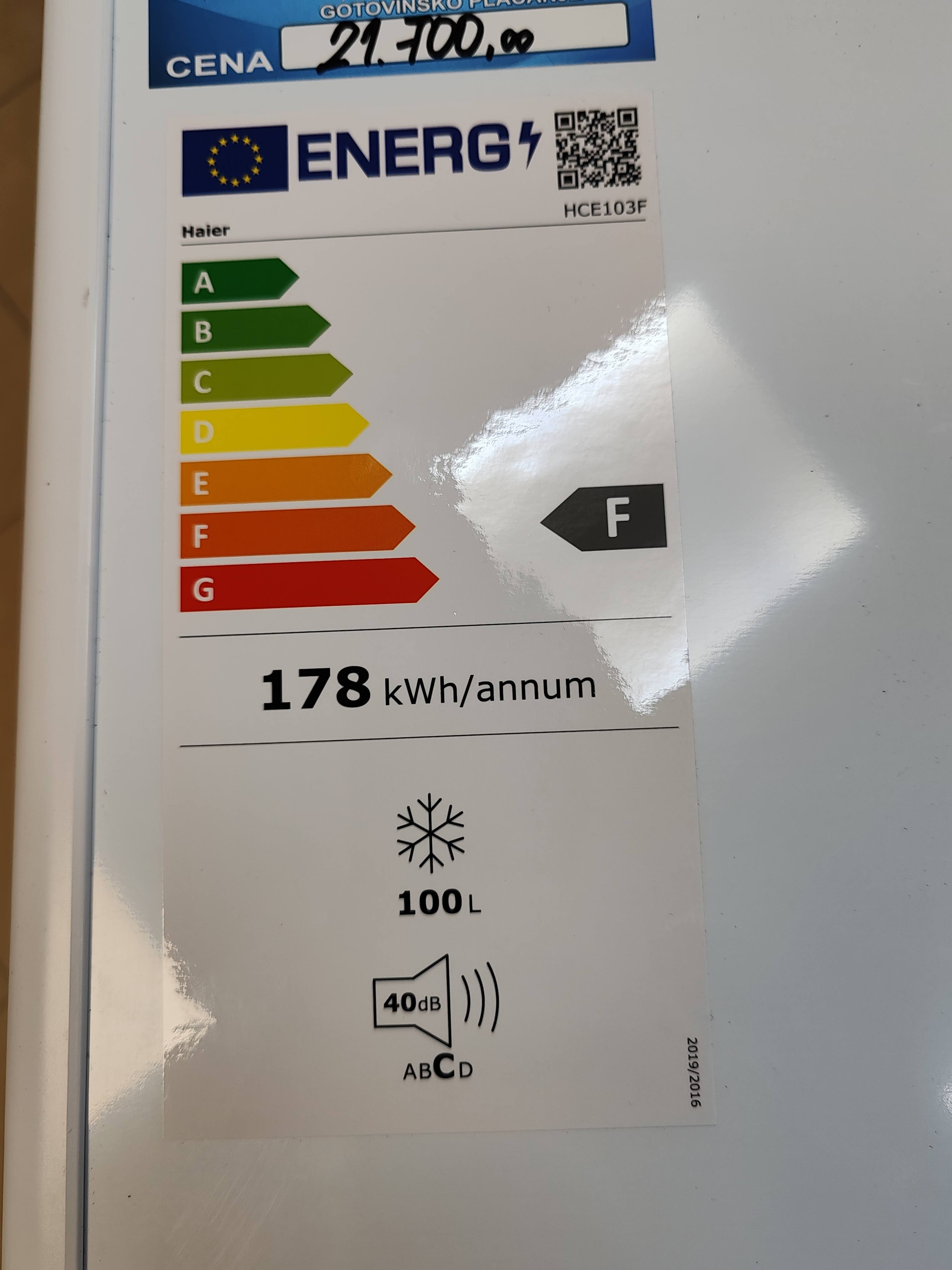 Zamrzivač Haier HCE103F , 100 litara