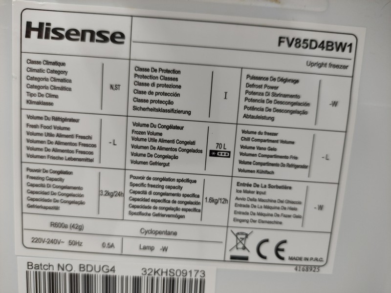 Zamrzivač Hisense FV85D4BW1 , 70L