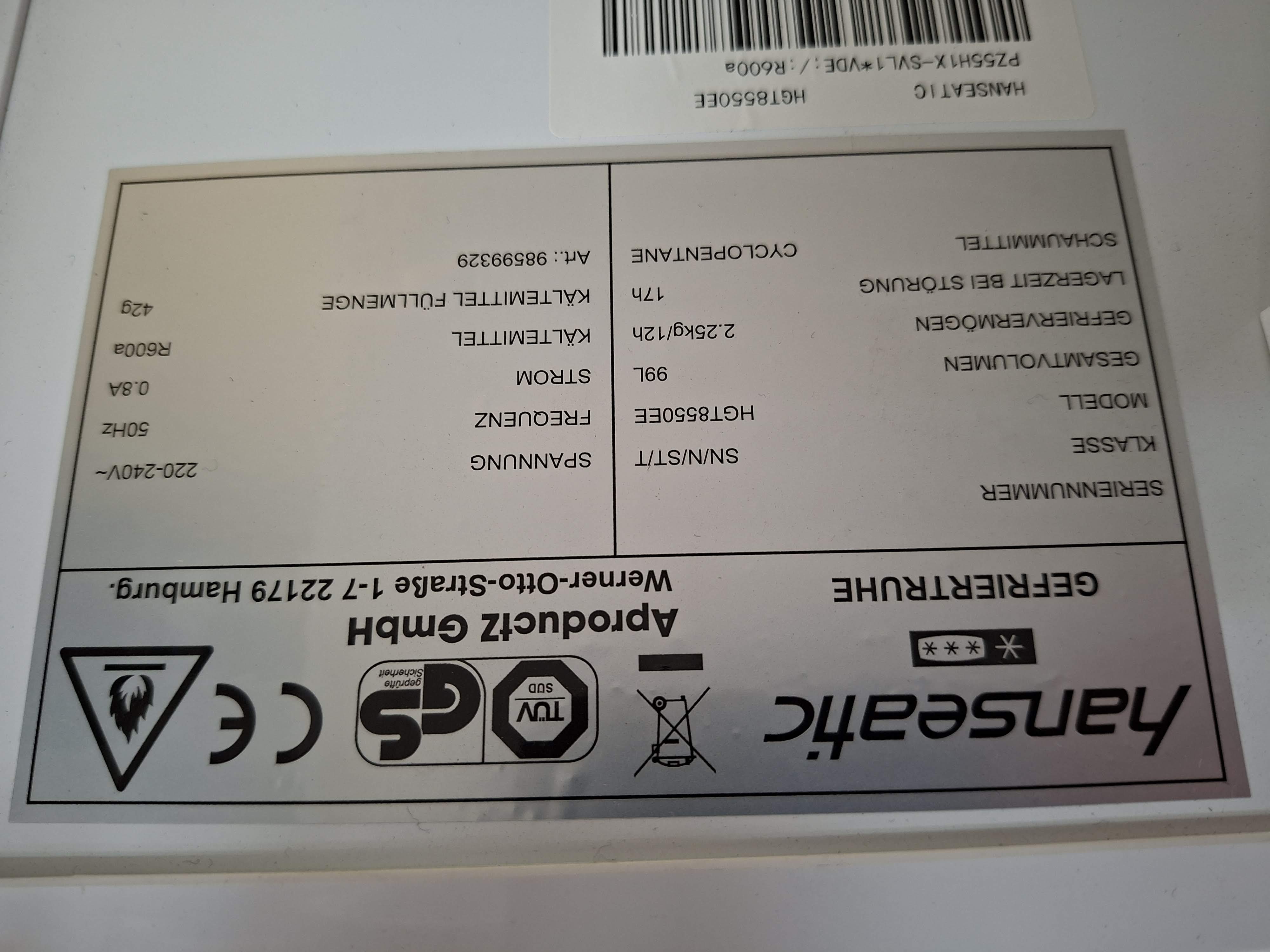 Zamrzivač sandučar Hanseatic HGT8550EE , 99L
