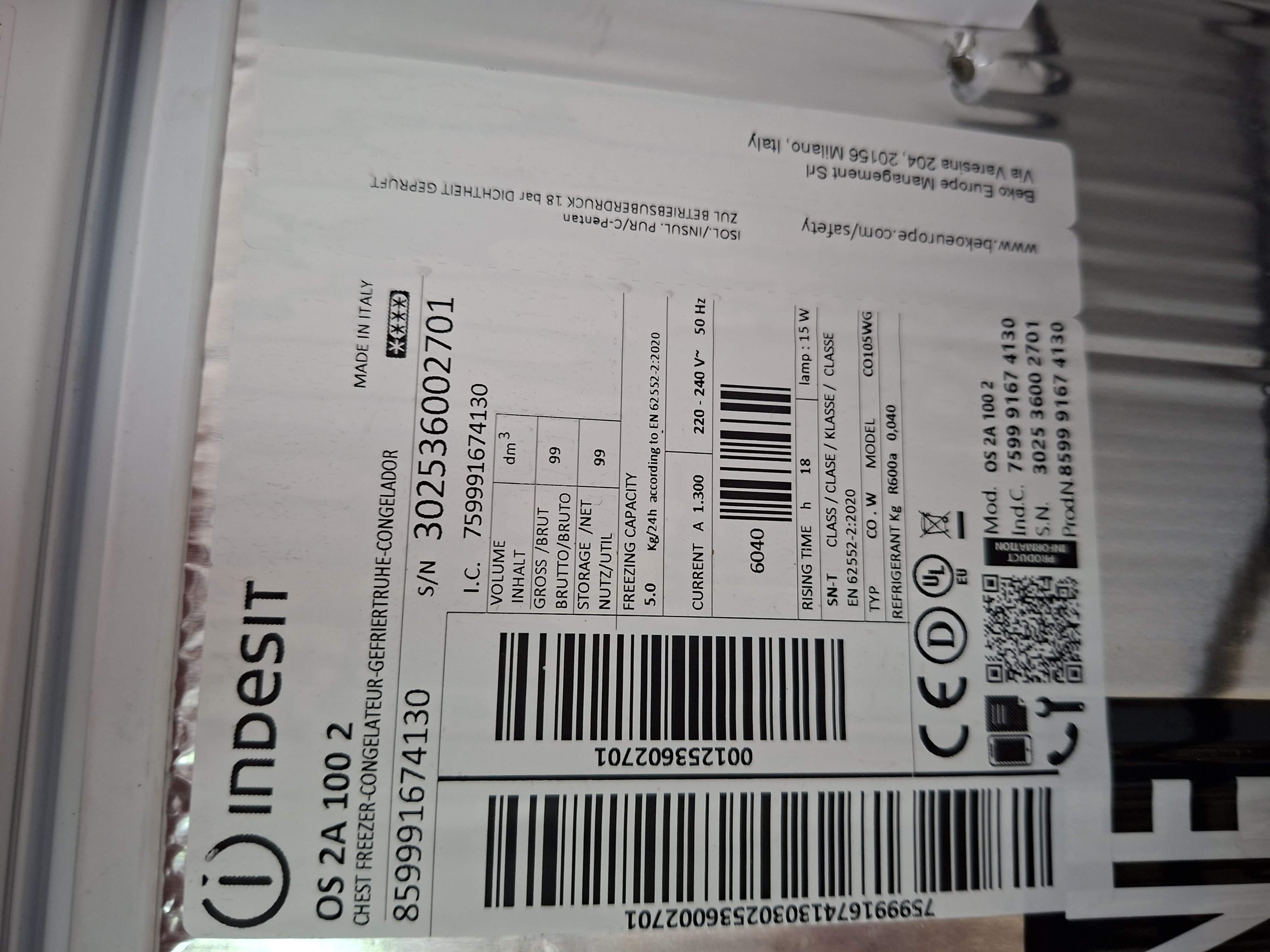 Zamrzivač sandučar Indesit OS 2A 100 2 , 99L
