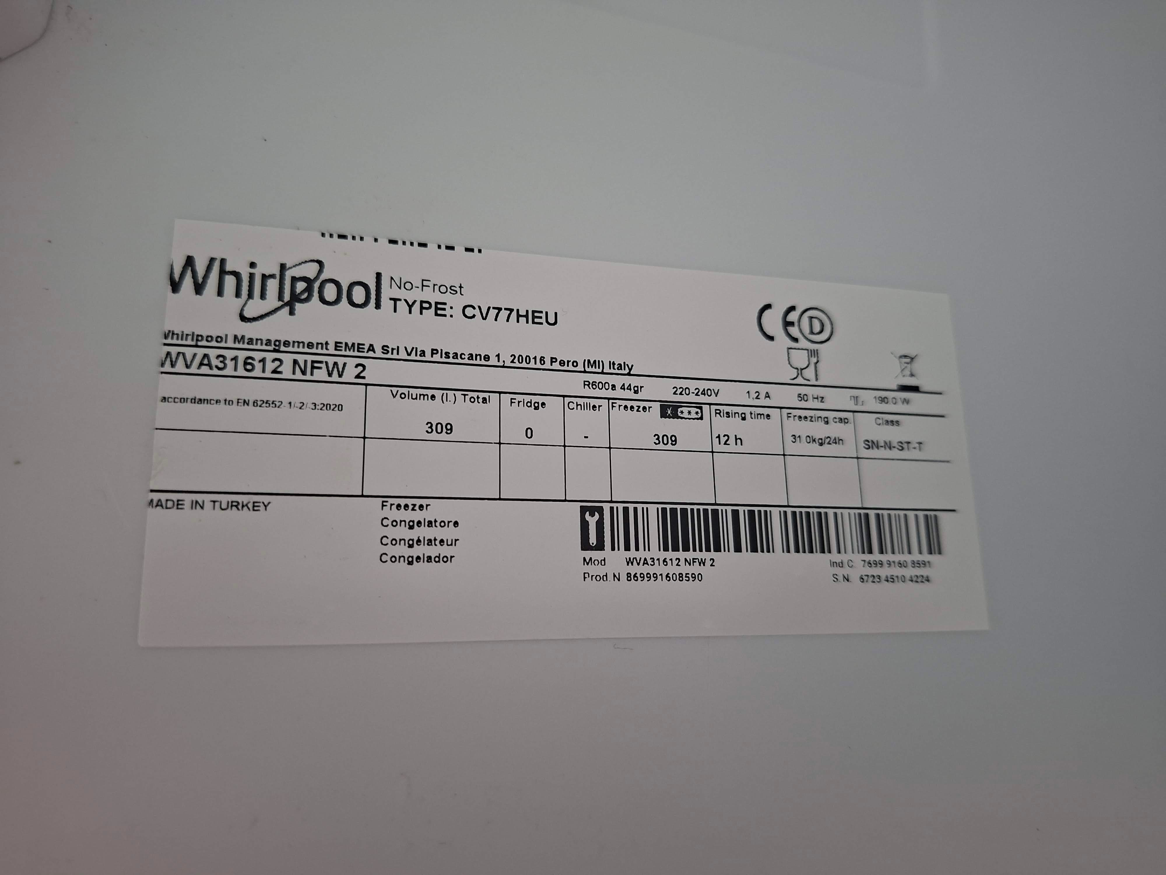 Zamrzivač Whirlpool WVA 31612 NFW 2 , 309L